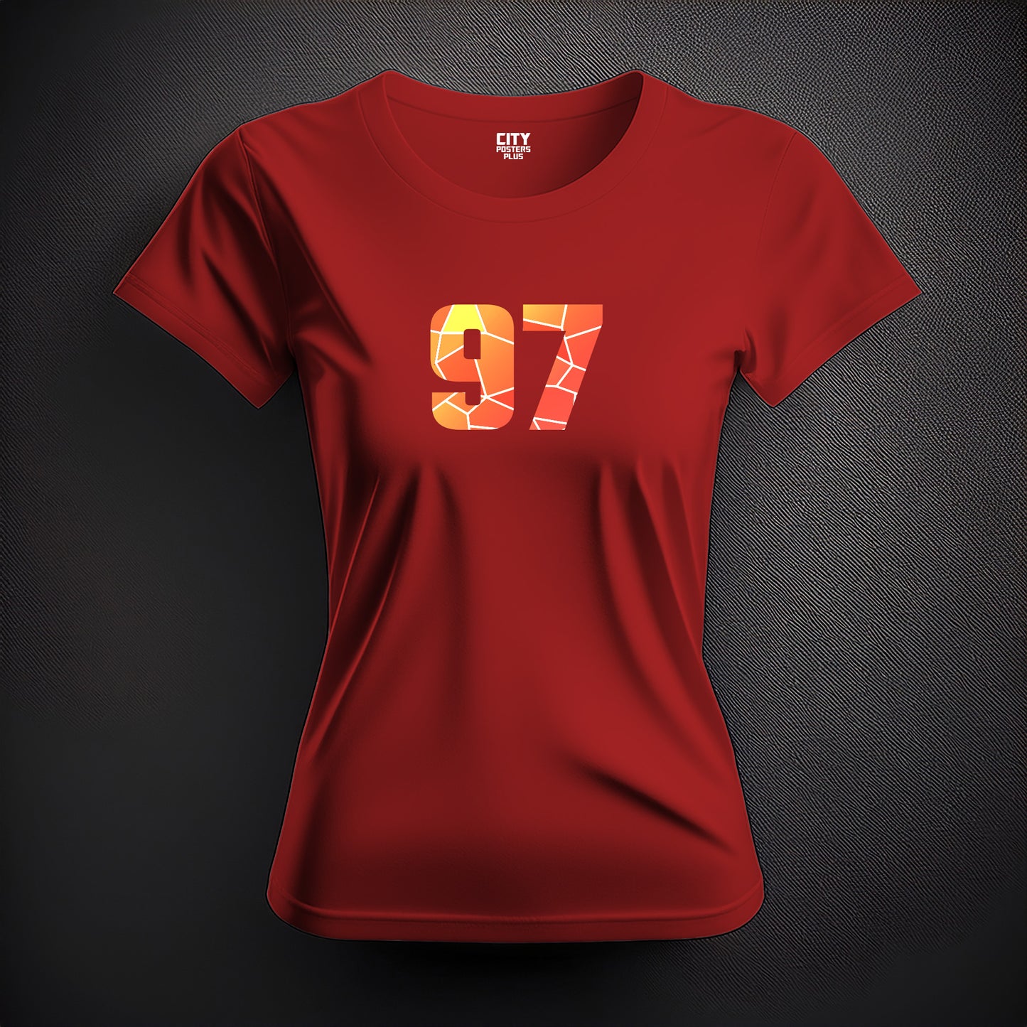City Posters Plus 97 Number Women T-Shirt (Red) | Stylish Numeric Graphic Tee