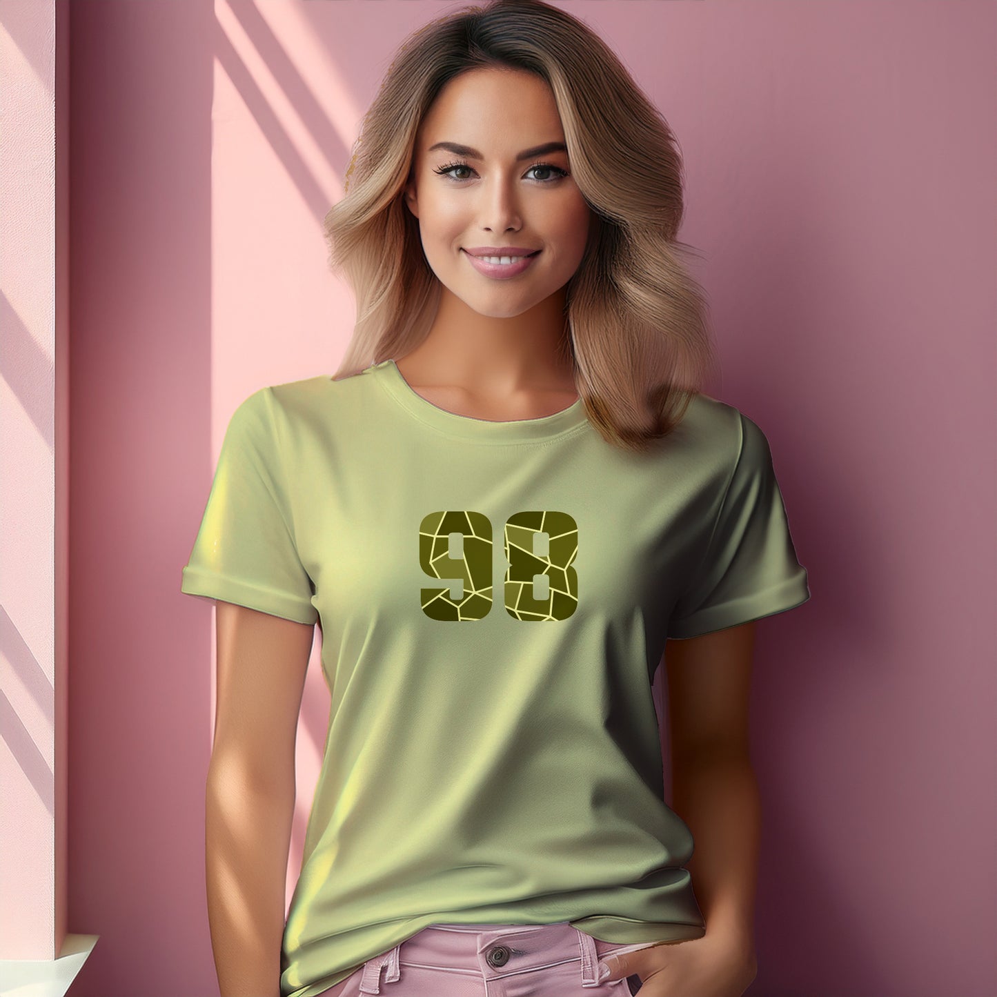 98 Number Women T-Shirt (Butter Yellow) | Stylish Numeric Graphic Tee