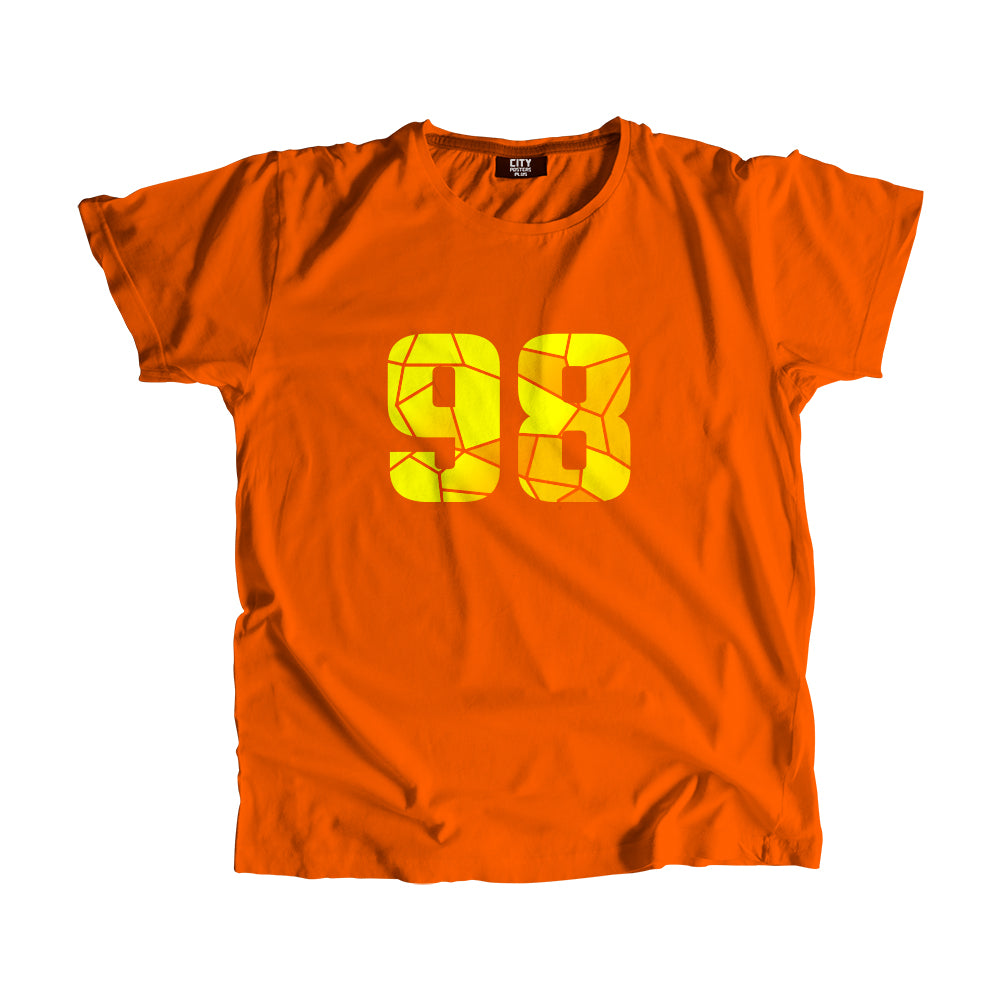 98 Number Men Unisex T-Shirt  (Orange)| Classic Numeric Graphic Tee