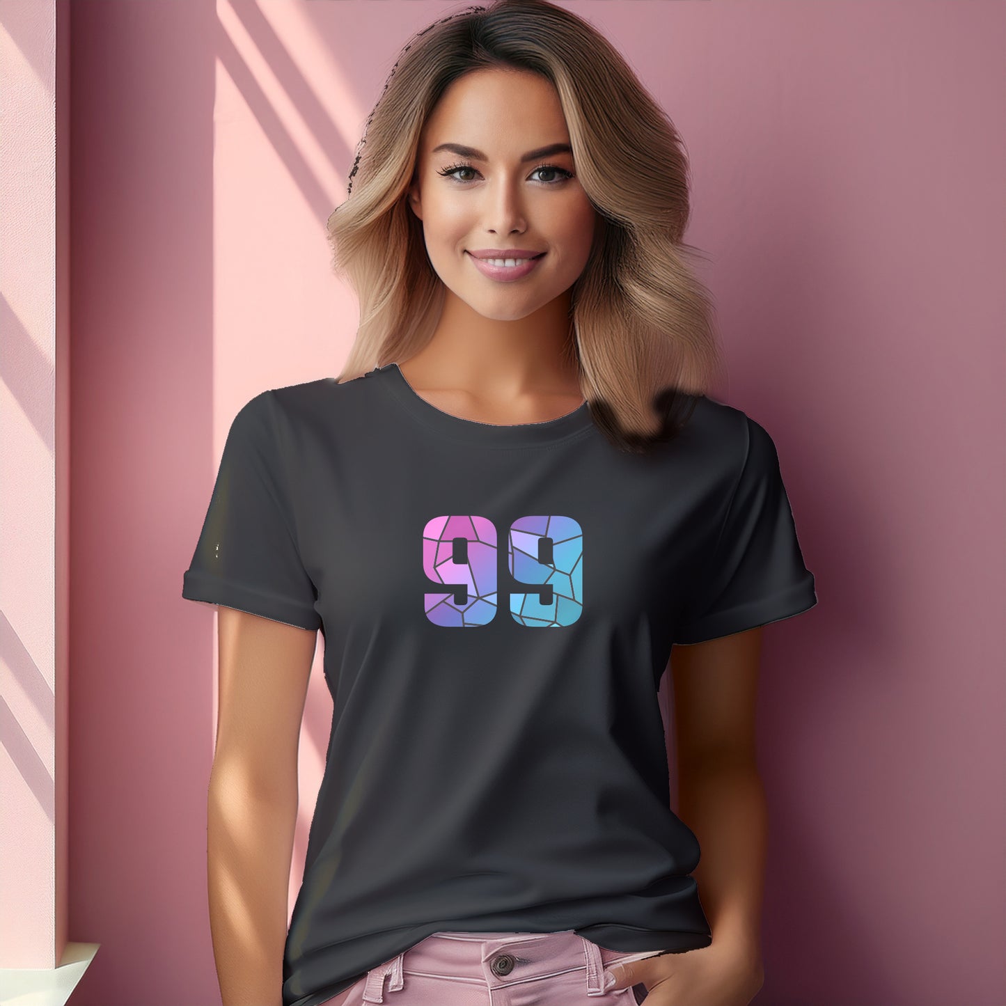 99 Number Women T-Shirt (Charcoal Grey) | Stylish Numeric Graphic Tee