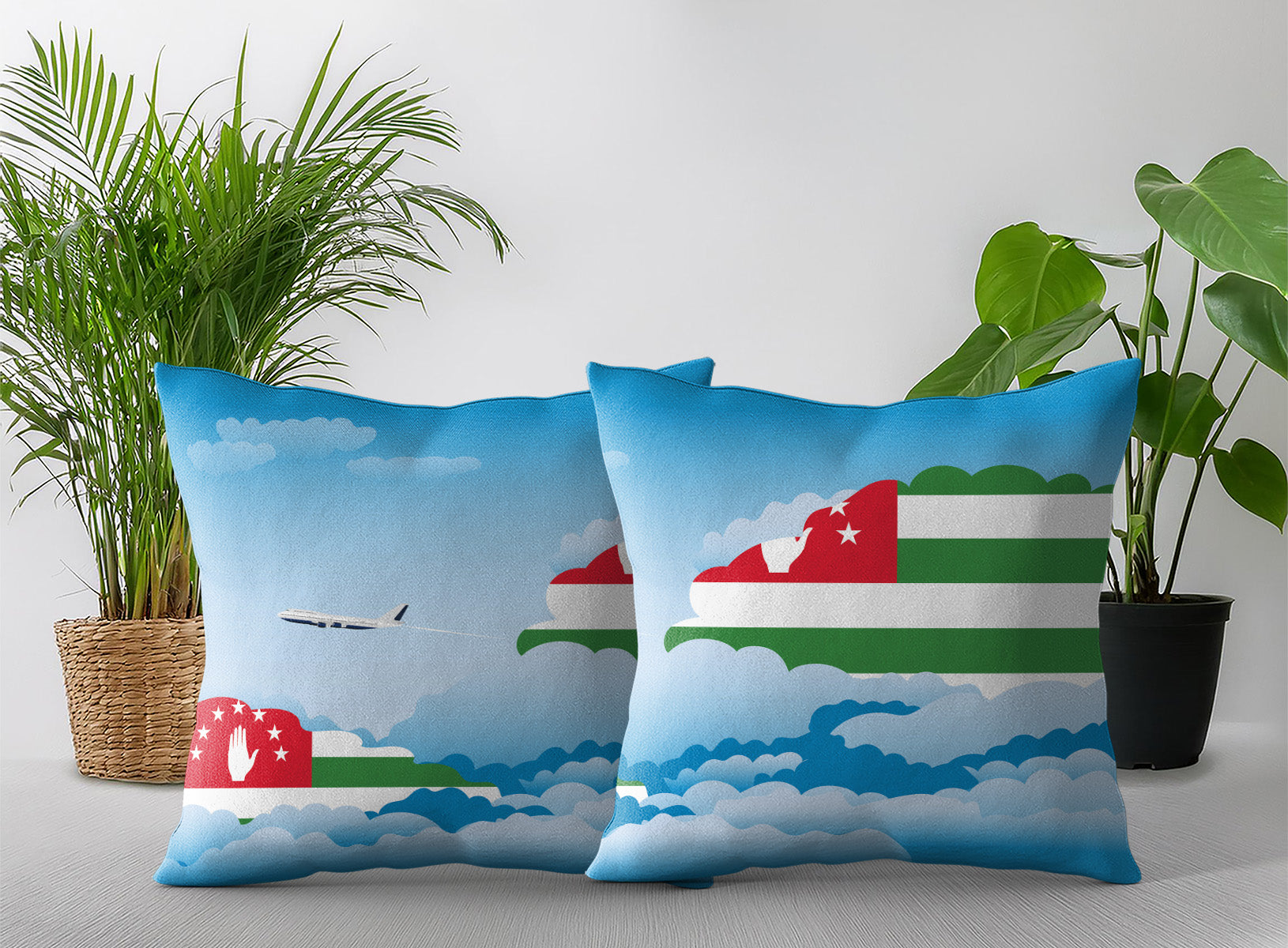 Abkhazia World Airplane Day Clouds Square & Rectangle Pillow Cases | Aviation Decorative Pillow Covers