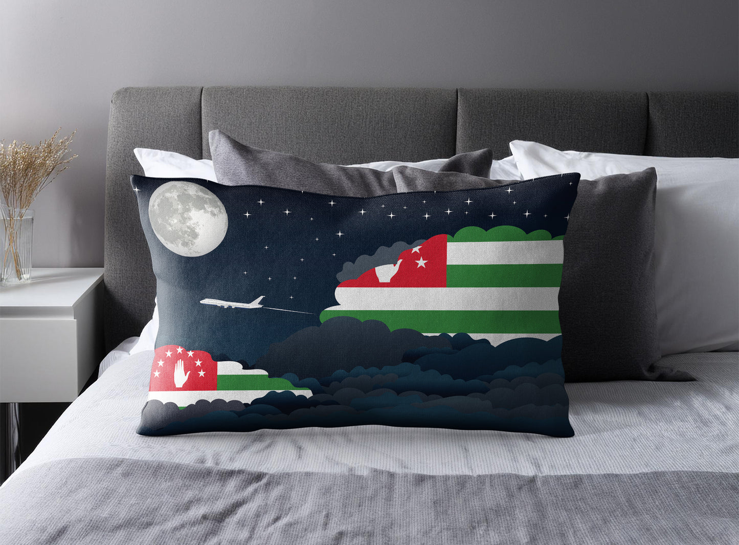 Abkhazia World Airplane Night Clouds Square & Rectangle Pillow Cases | Aviation Night Sky Pillow Covers