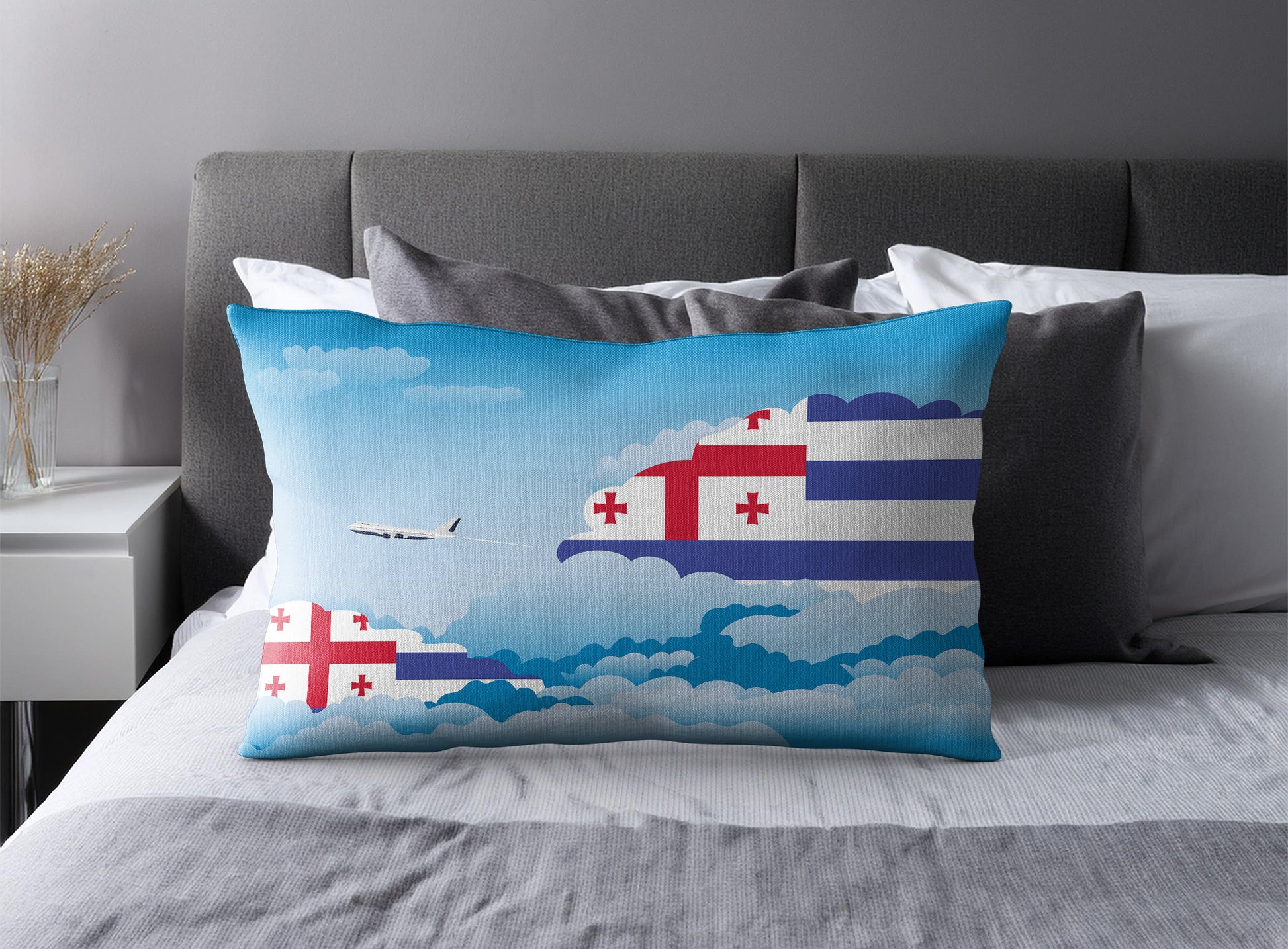 Ajaria World Airplane Day Clouds Square & Rectangle Pillow Cases | Aviation Decorative Pillow Covers