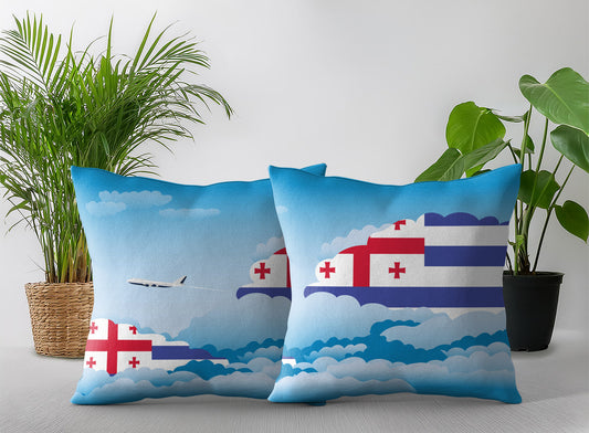 Ajaria World Airplane Day Clouds Square & Rectangle Pillow Cases | Aviation Decorative Pillow Covers