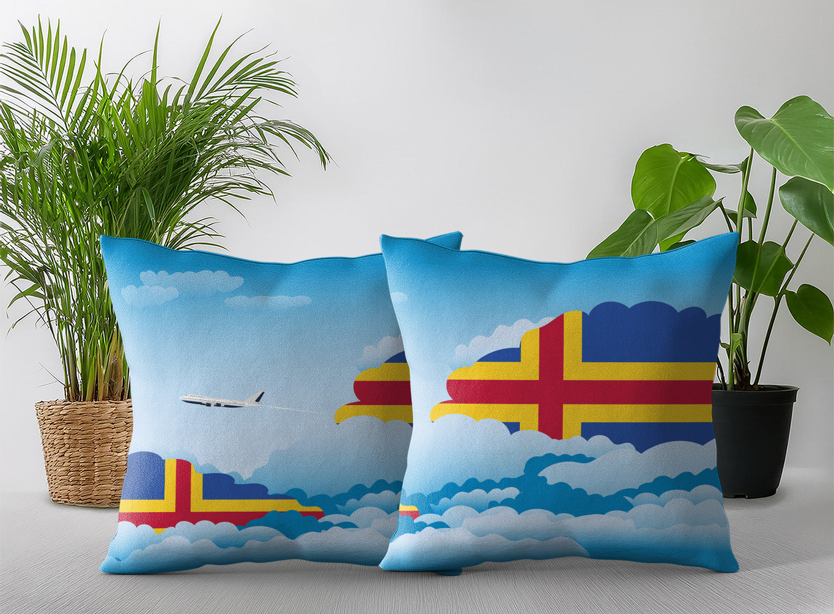 Aland World Airplane Day Clouds Square & Rectangle Pillow Cases | Aviation Decorative Pillow Covers