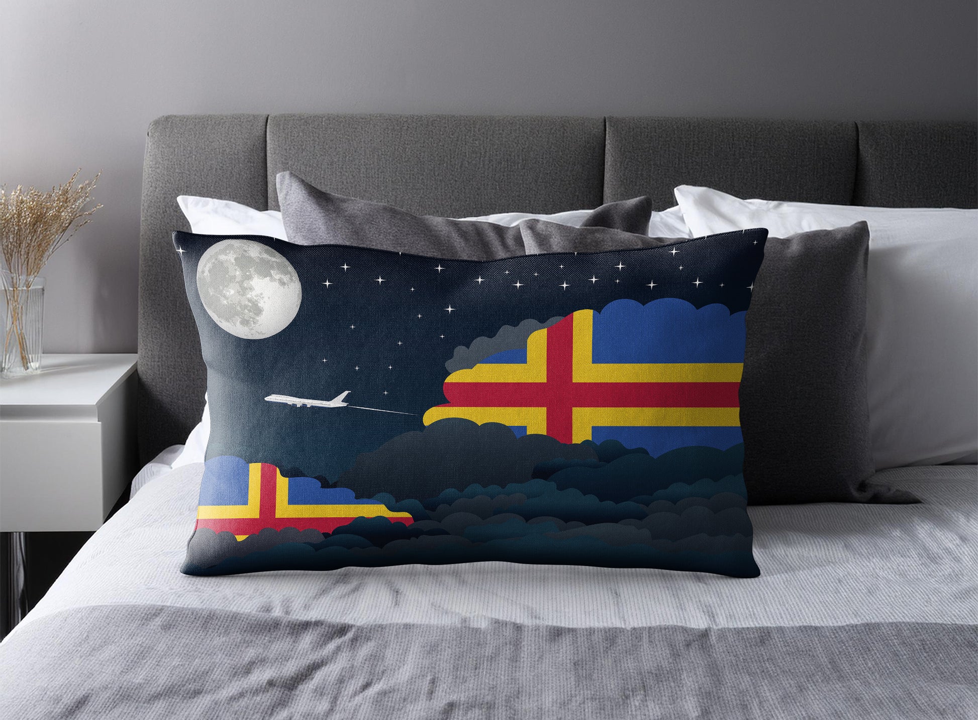 Aland World Airplane Night Clouds Square & Rectangle Pillow Cases | Aviation Night Sky Pillow Covers