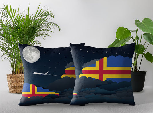 Aland World Airplane Night Clouds Square & Rectangle Pillow Cases | Aviation Night Sky Pillow Covers