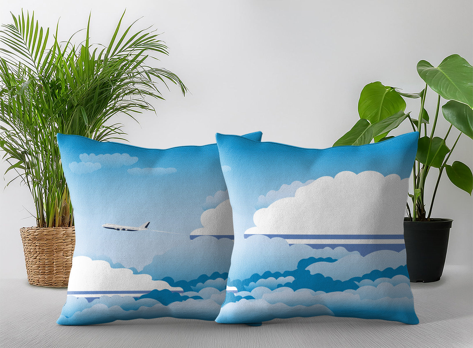 Altai Republic World Airplane Day Clouds Square & Rectangle Pillow Cases | Aviation Decorative Pillow Covers