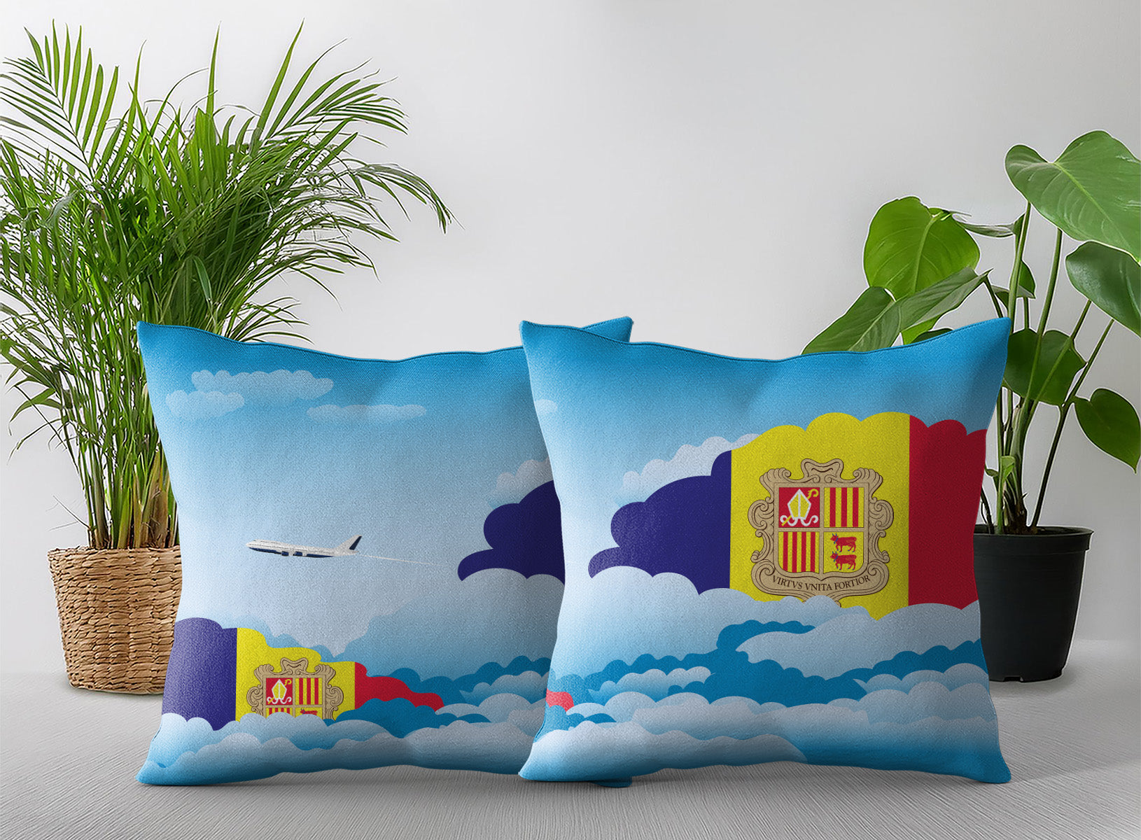 Andorra World Airplane Day Clouds Square & Rectangle Pillow Cases | Aviation Decorative Pillow Covers