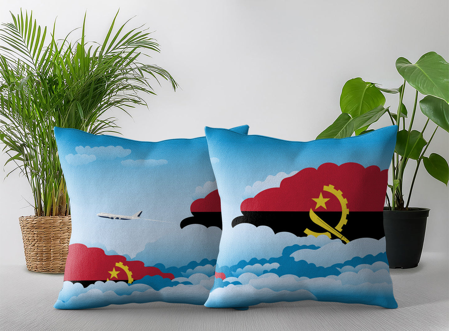 Angola World Airplane Day Clouds Square & Rectangle Pillow Cases | Aviation Decorative Pillow Covers
