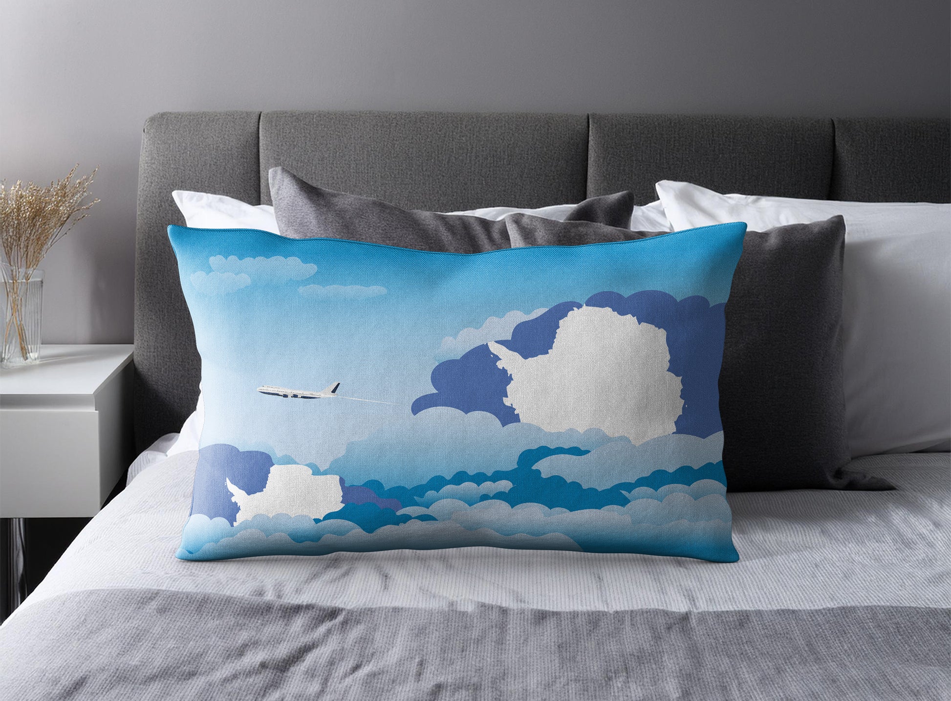 Antarctica World Airplane Day Clouds Square & Rectangle Pillow Cases | Aviation Decorative Pillow Covers