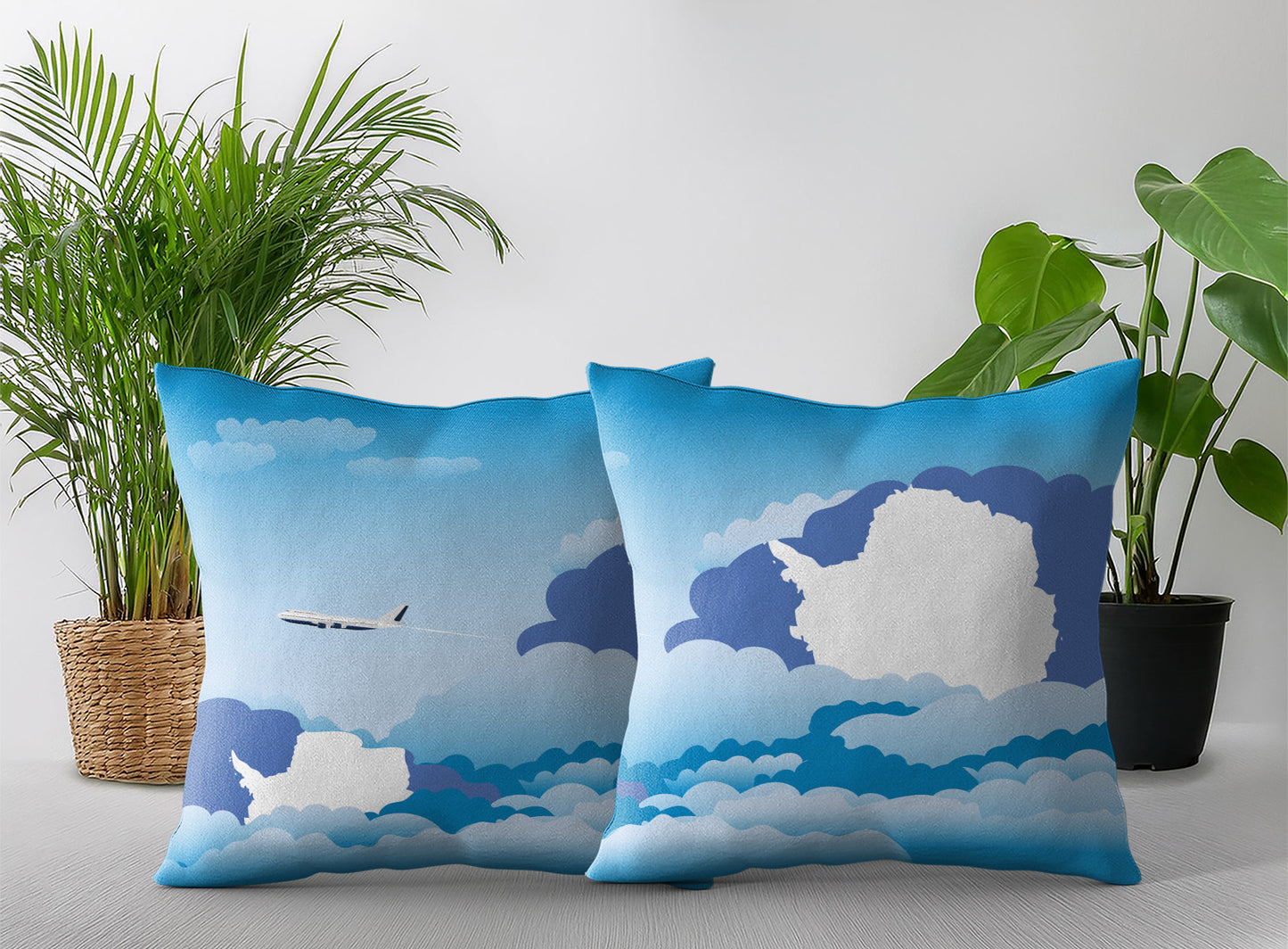 Antarctica World Airplane Day Clouds Square & Rectangle Pillow Cases | Aviation Decorative Pillow Covers