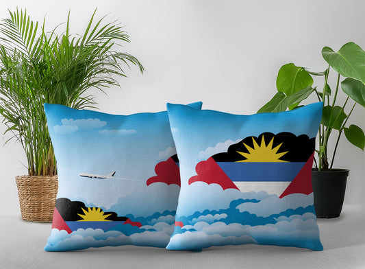 Antigua Case and Barbuda World Airplane Day Clouds Square & Rectangle Pillow Cases | Aviation Decorative Pillow Covers