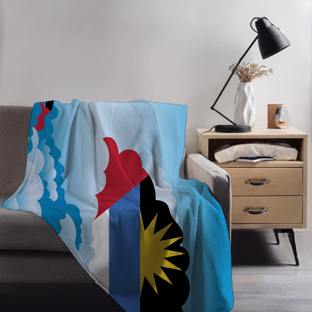 Antigua Case and Barbuda Day Clouds Blankets & Throws | Soft Premium Blankets | City Posters Plus