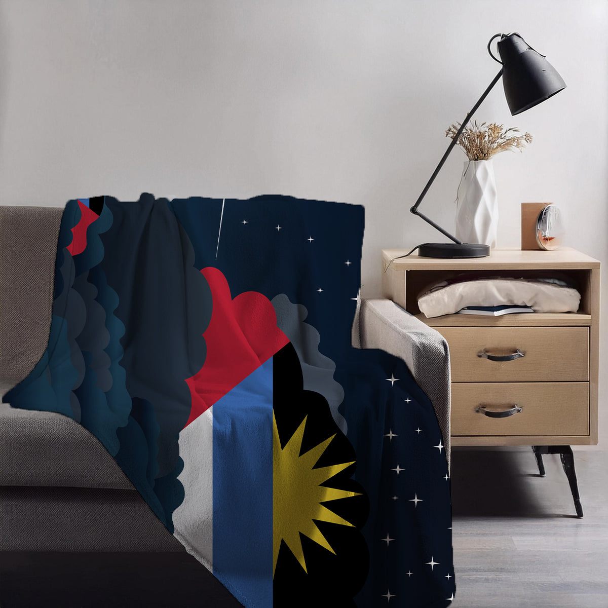 Antigua Case and Barbuda Night Clouds Blankets & Throws | Premium Soft Blankets | City Posters Plus