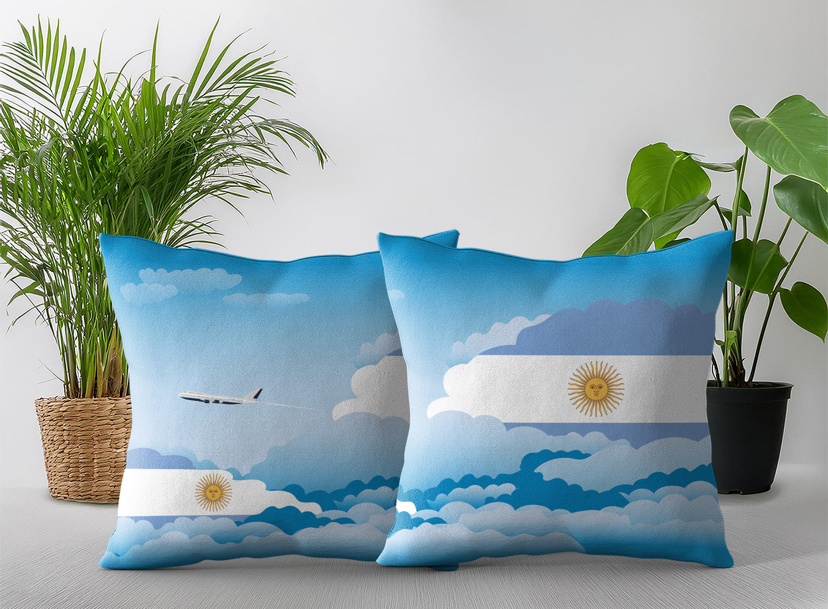 Argentina World Airplane Day Clouds Square & Rectangle Pillow Cases | Aviation Decorative Pillow Covers