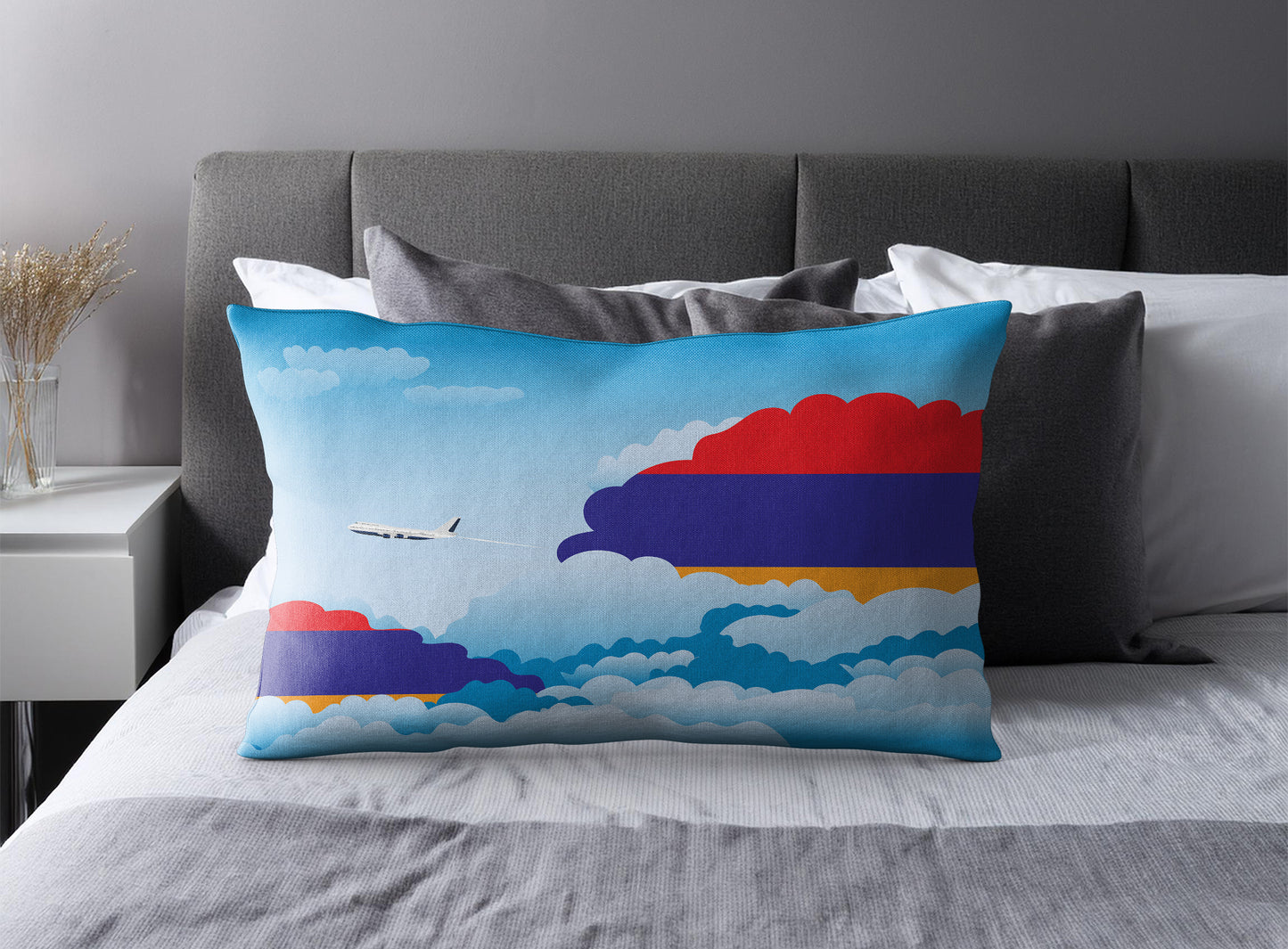 Armenia World Airplane Day Clouds Square & Rectangle Pillow Cases | Aviation Decorative Pillow Covers