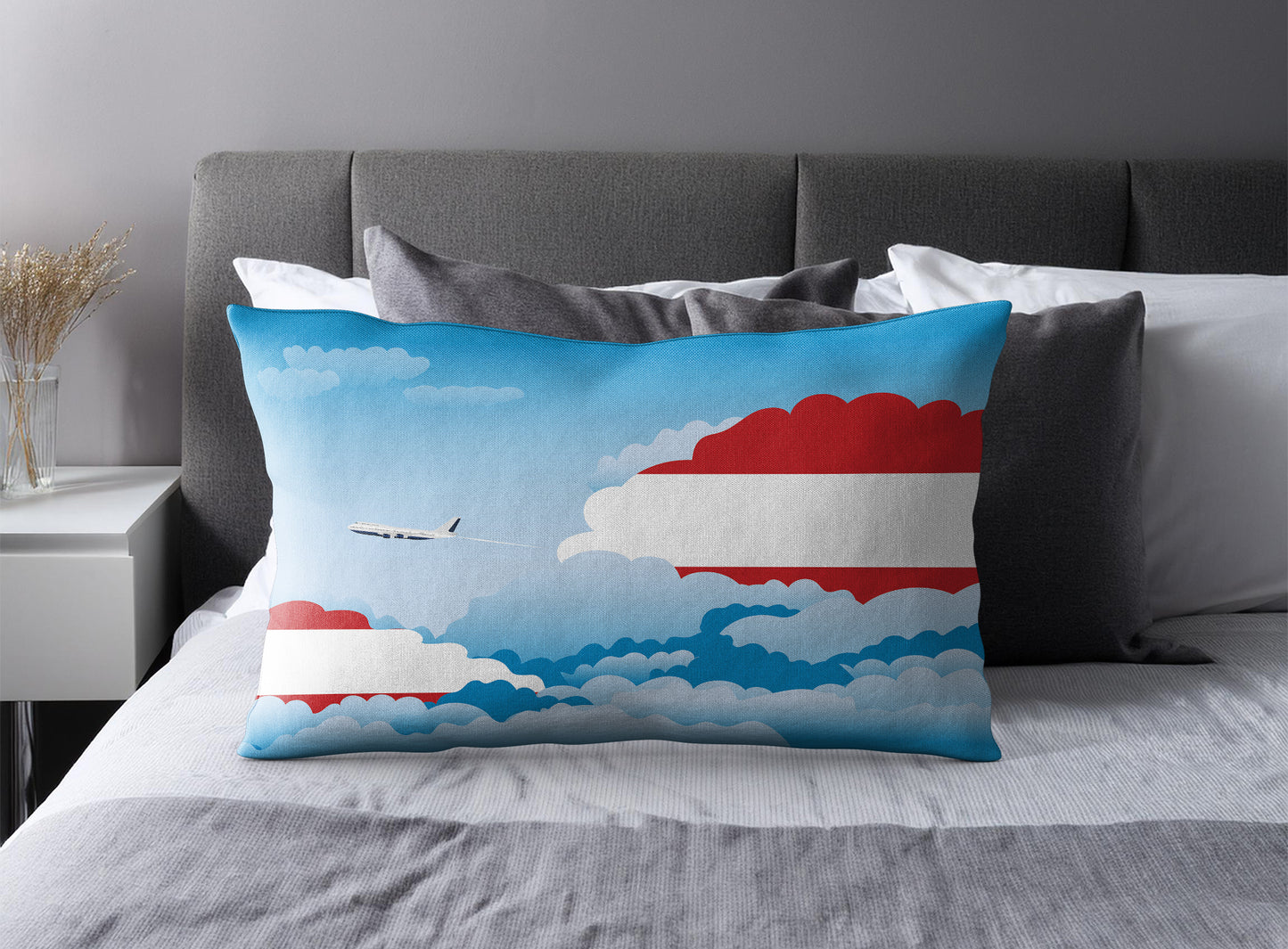 Austria World Airplane Day Clouds Square & Rectangle Pillow Cases | Aviation Decorative Pillow Covers
