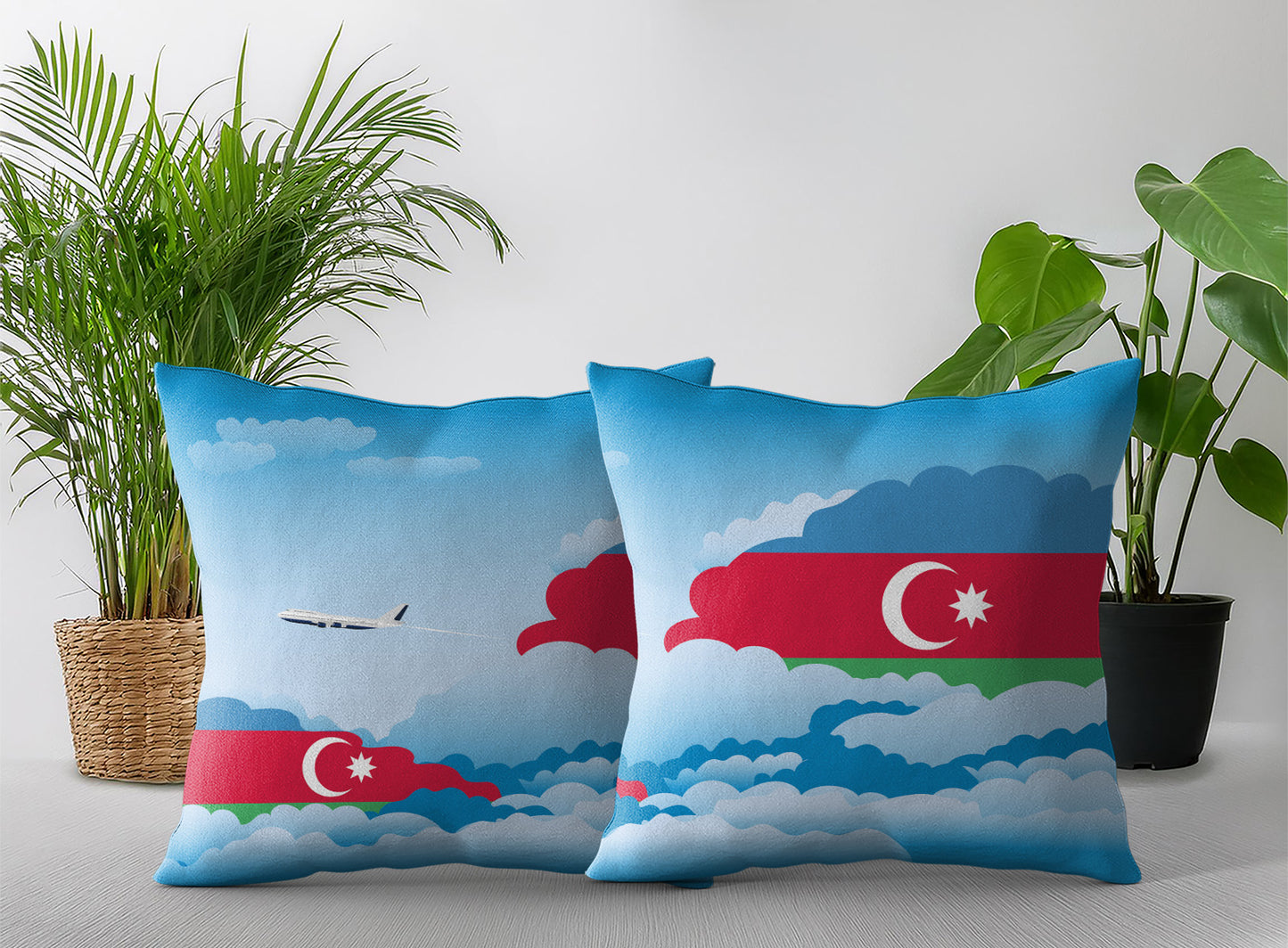 Azerbaijan World Airplane Day Clouds Square & Rectangle Pillow Cases | Aviation Decorative Pillow Covers