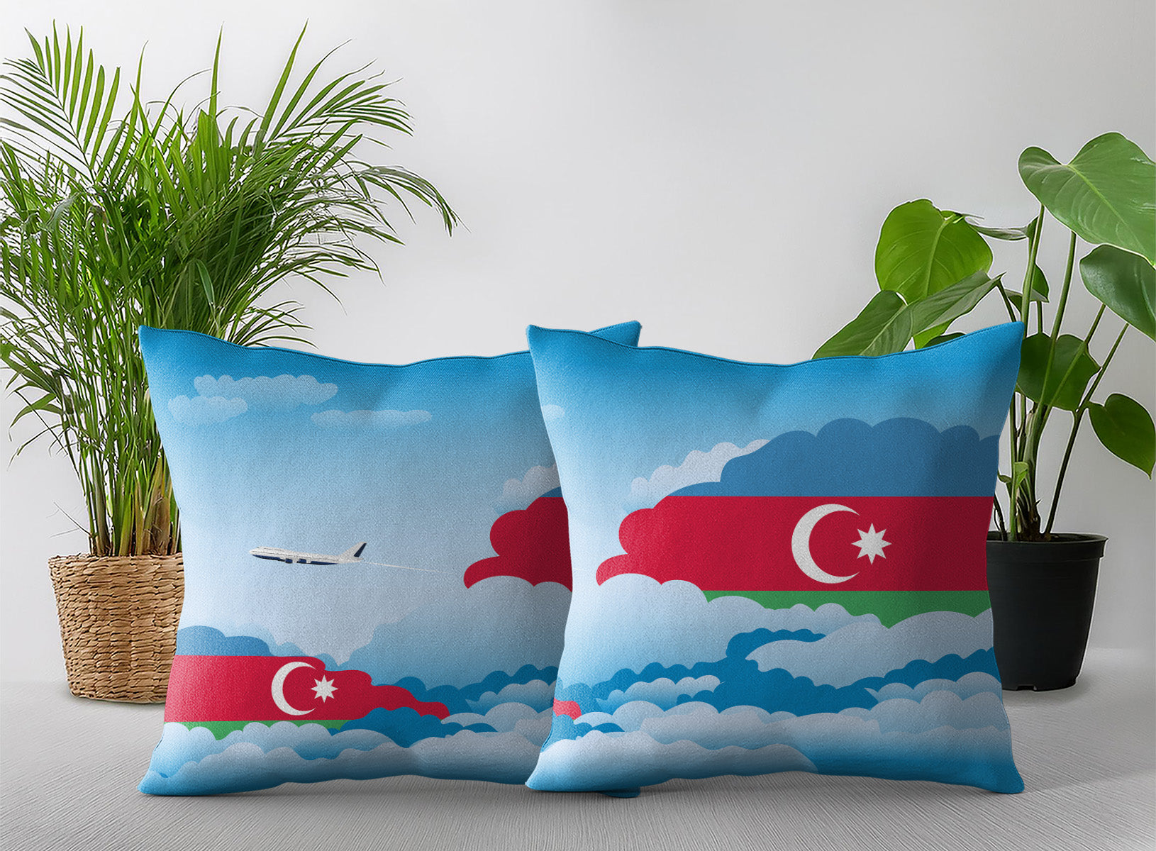 Azerbaijan World Airplane Day Clouds Square & Rectangle Pillow Cases | Aviation Decorative Pillow Covers