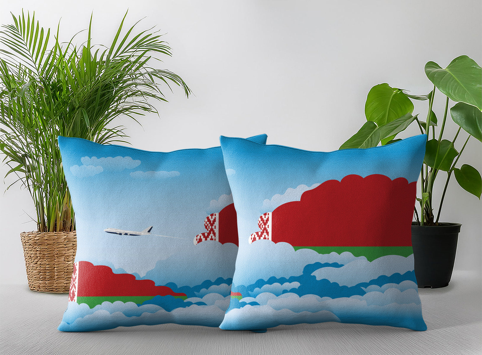 Belarus World Airplane Day Clouds Square & Rectangle Pillow Cases | Aviation Decorative Pillow Covers