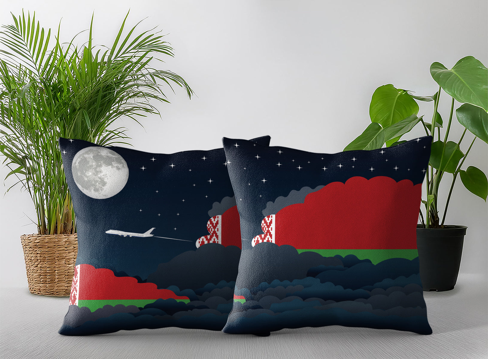 Belarus Night Clouds Pillow Case and Pillow Throw