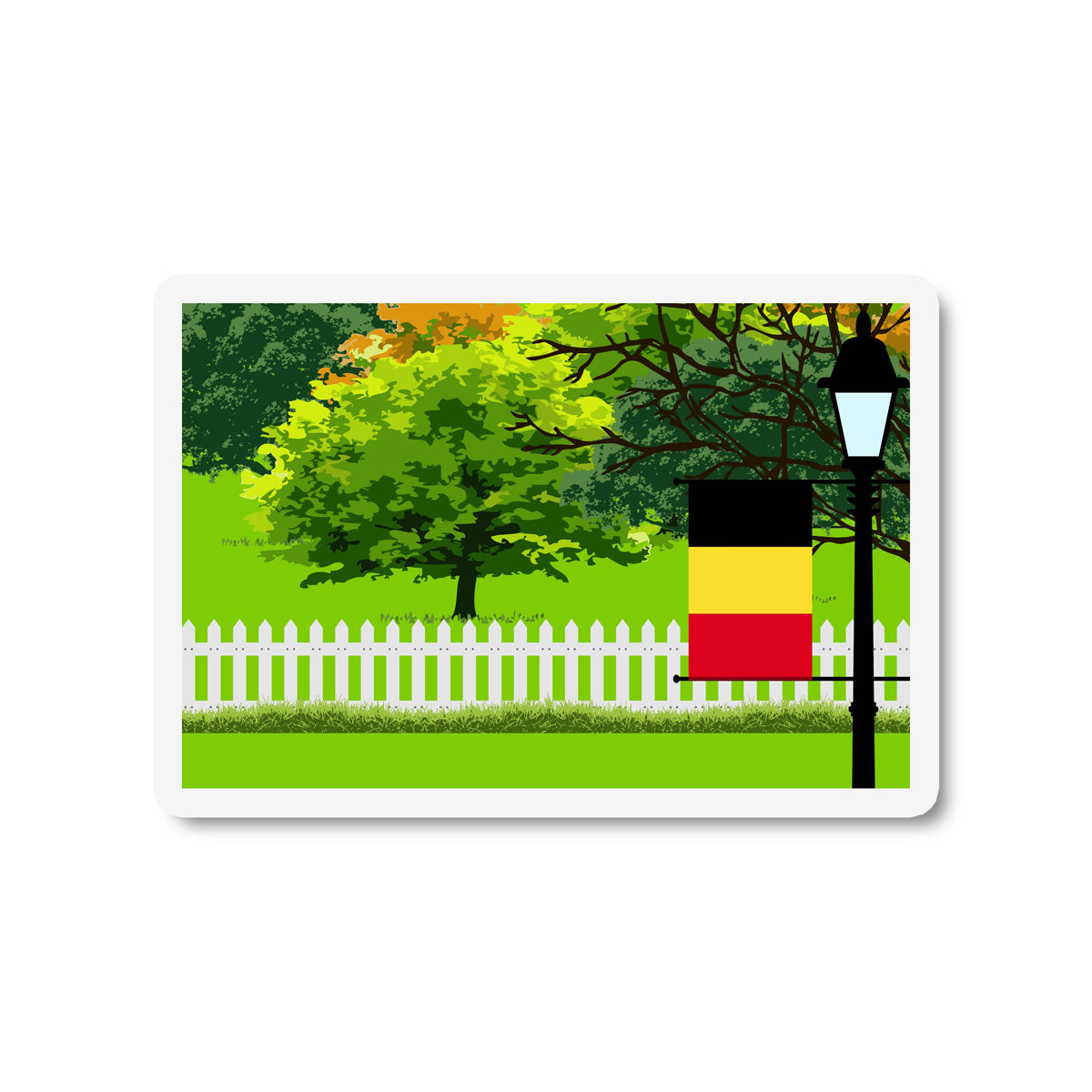 Belgium Trees and Street Lamp Sticker