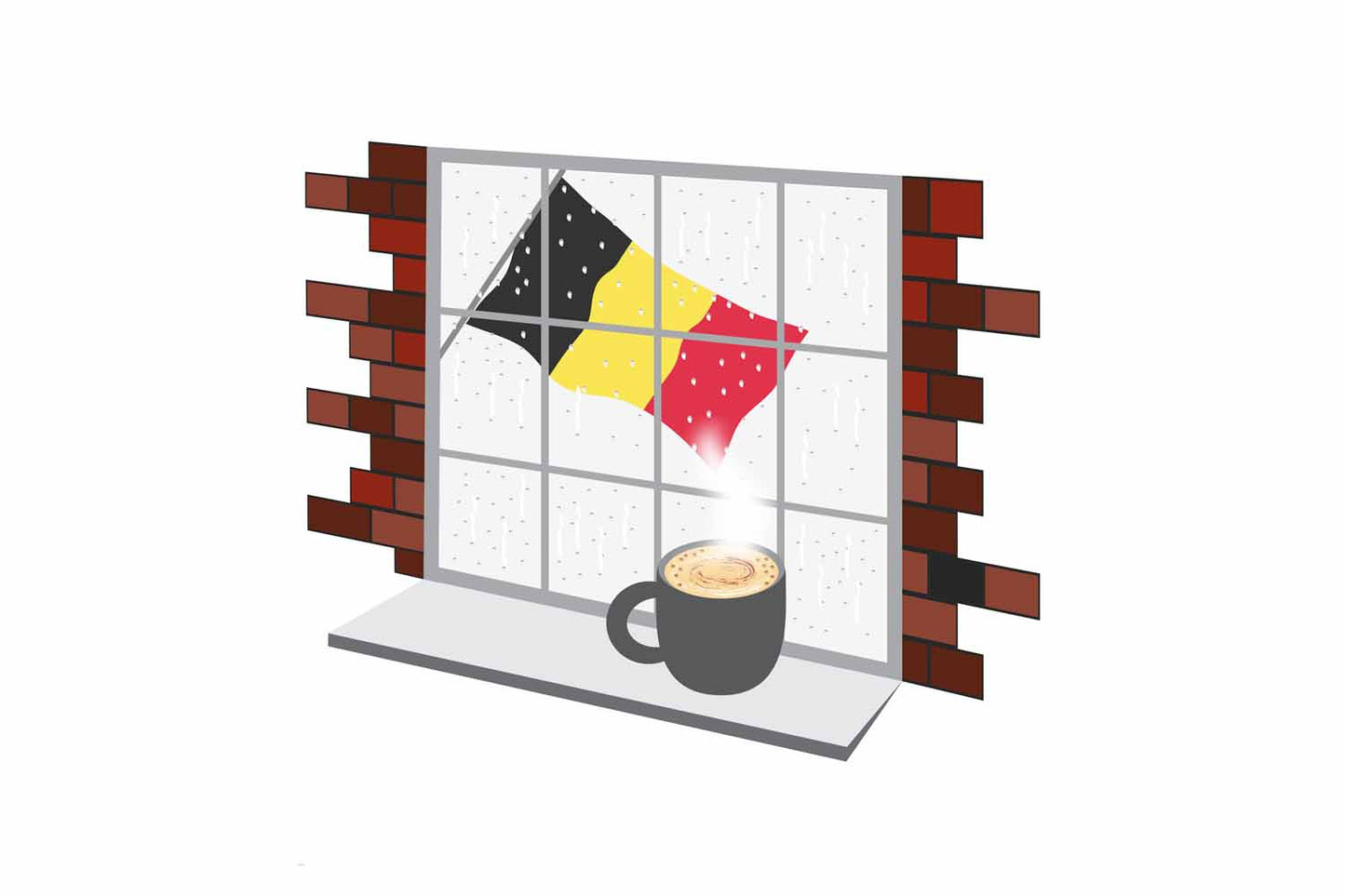 Belgium Coffee Rain Window Sticker