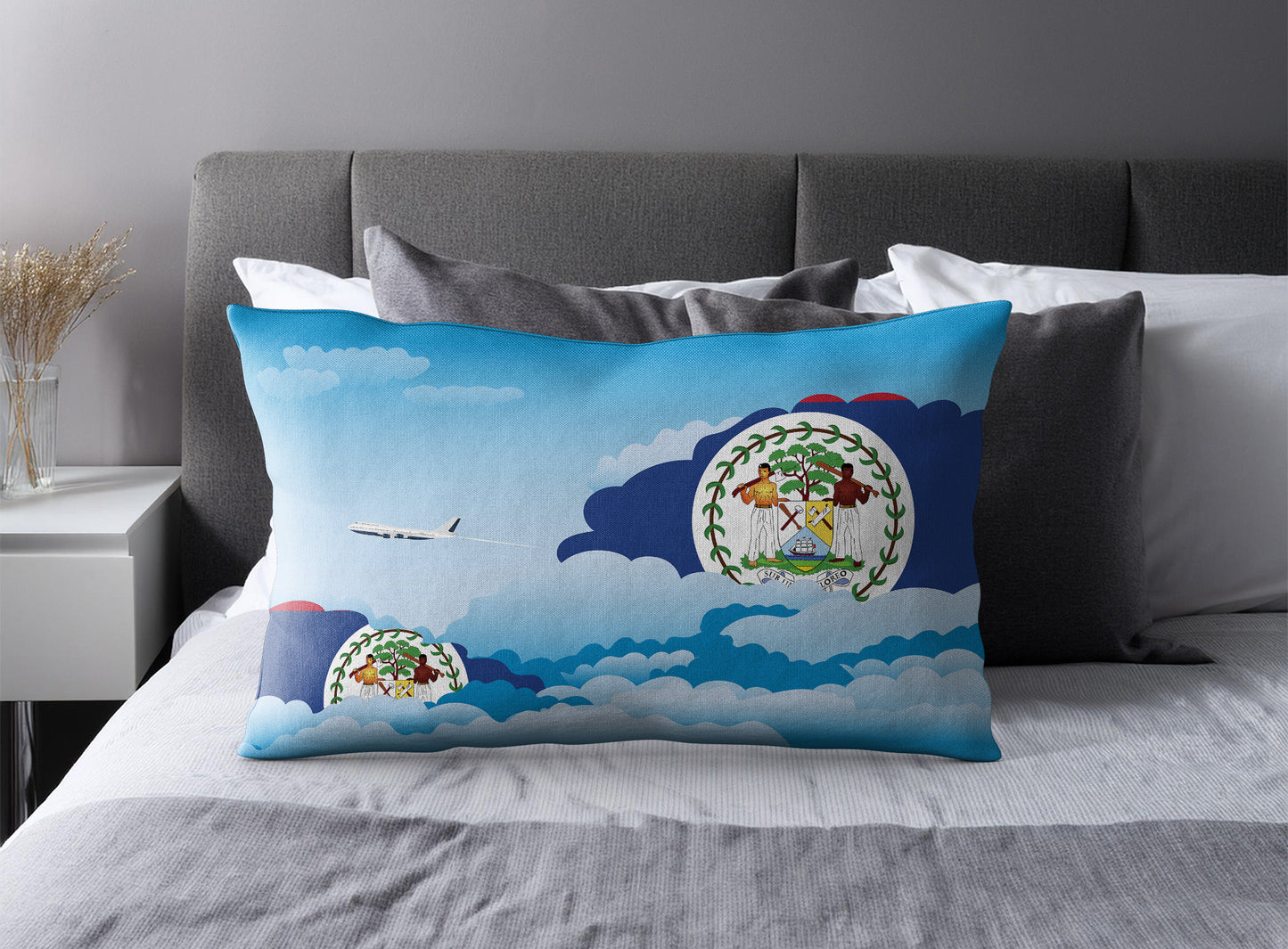 Belize Day Clouds Pillow Case and Pillow Throw