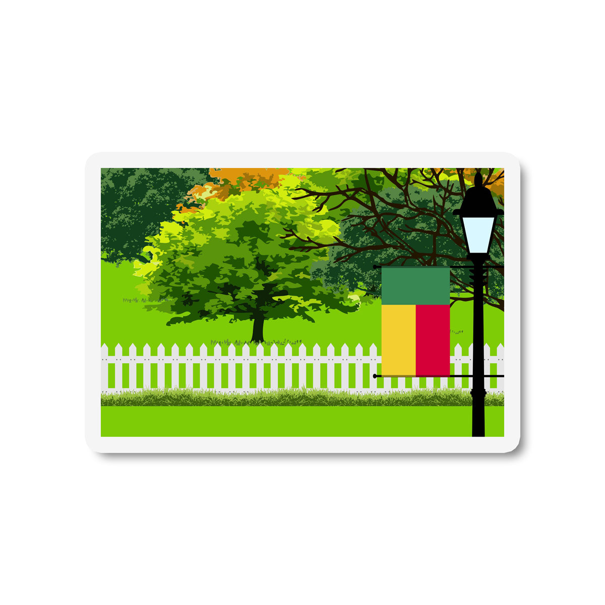 Benin Trees Street Lamp Fridge Magnet