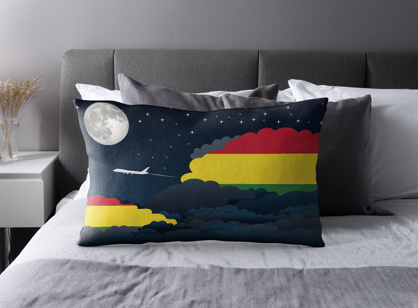 Bolivia World Airplane Night Clouds Square & Rectangle Pillow Cases | Aviation Night Sky Pillow Covers