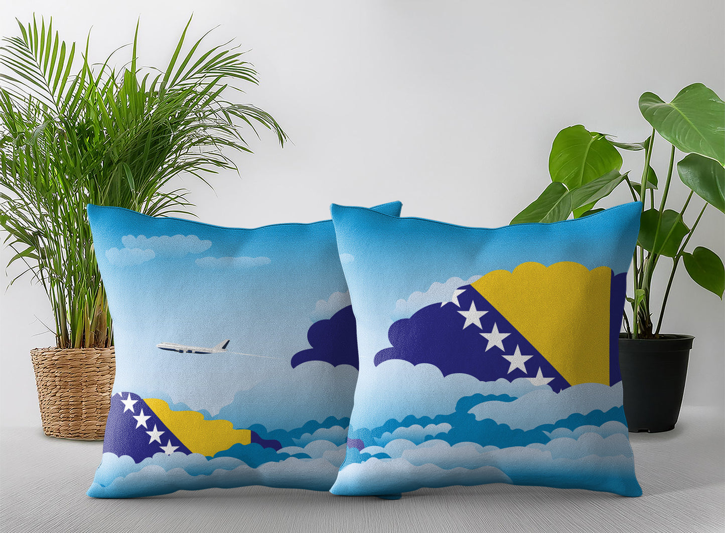 Bosnia Case and Herzegovina World Airplane Day Clouds Square & Rectangle Pillow Cases | Aviation Decorative Pillow Covers