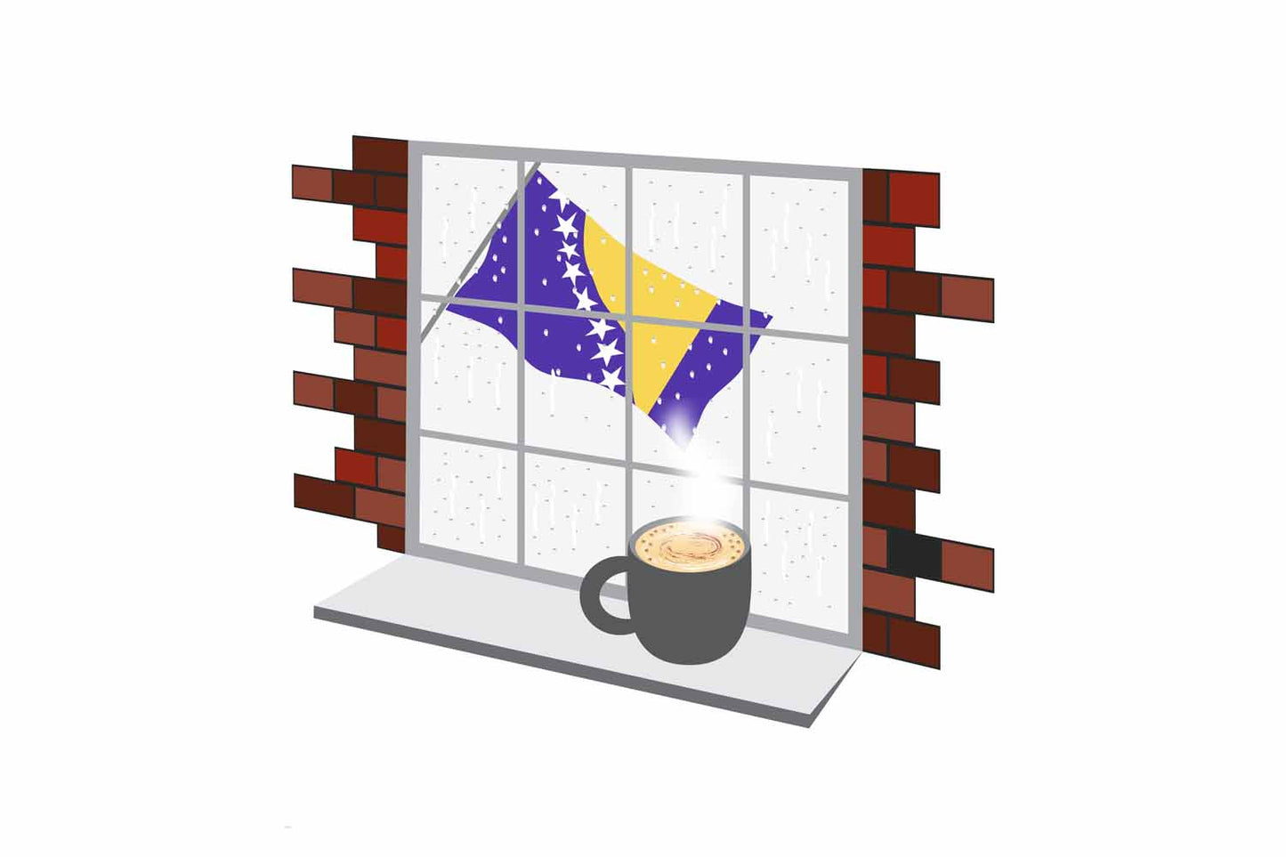 Bosnia and Herzegovina Coffee Rain Window Fridge Magnet