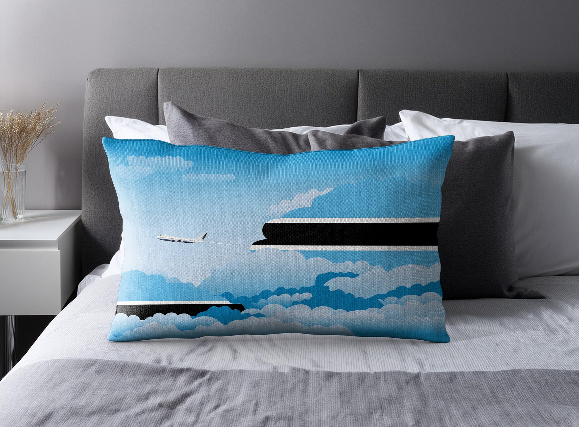 Botswana World Airplane Day Clouds Square & Rectangle Pillow Cases | Aviation Decorative Pillow Covers