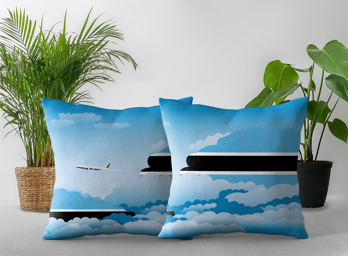 Botswana World Airplane Day Clouds Square & Rectangle Pillow Cases | Aviation Decorative Pillow Covers