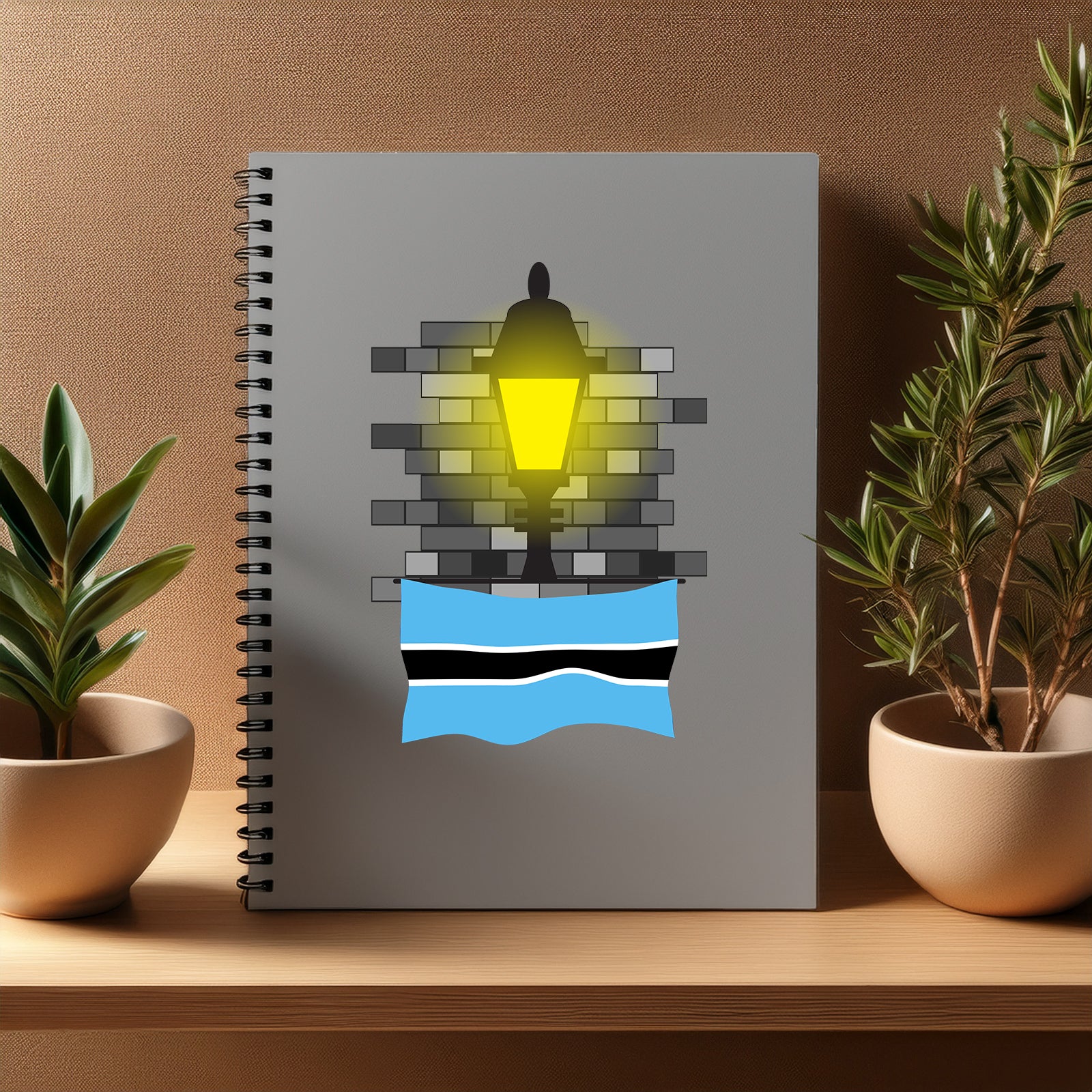 Botswana  Street Lamp Bricks Notebook