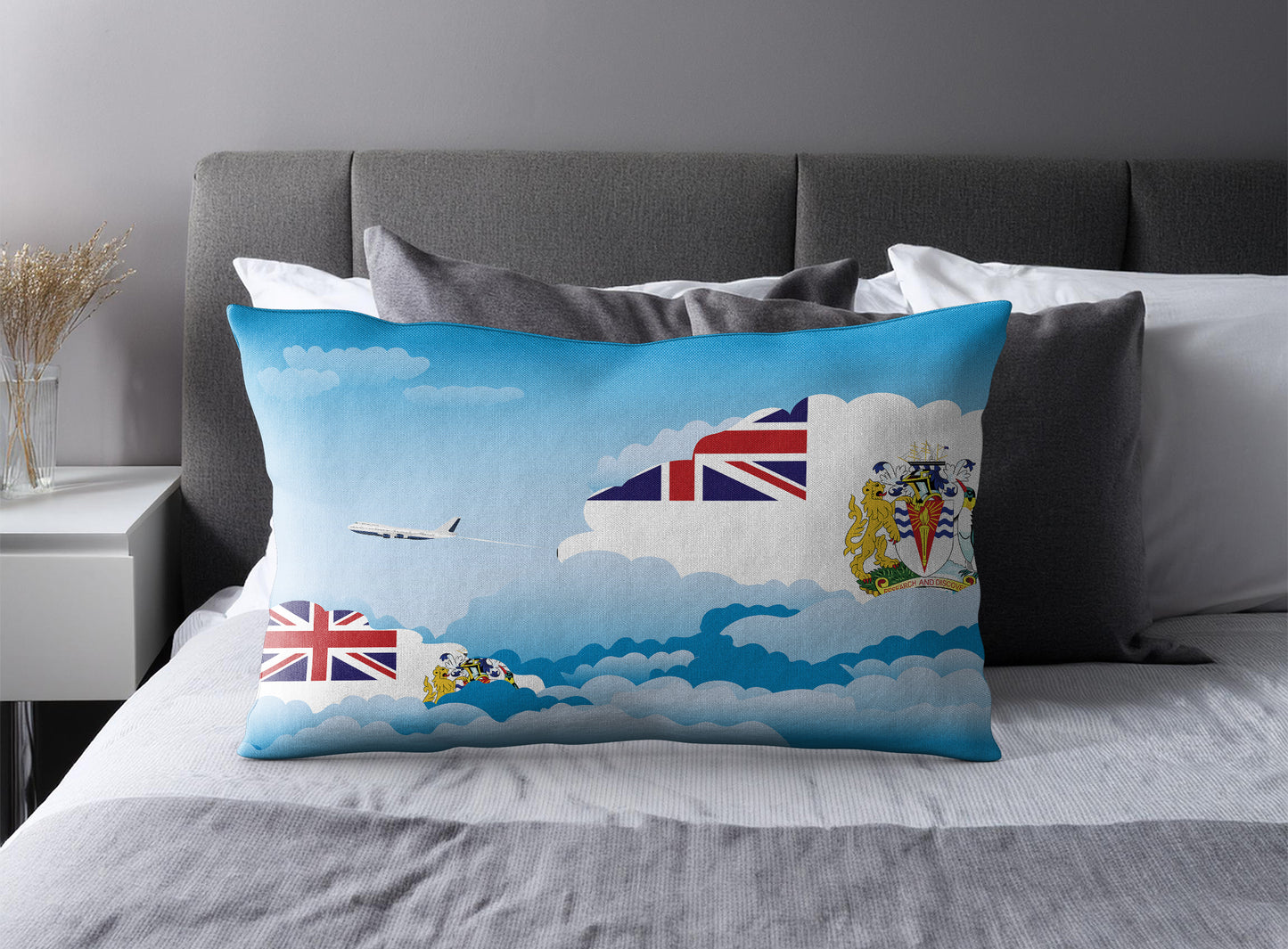 British Antarctic Territory World Airplane Day Clouds Square & Rectangle Pillow Cases | Aviation Decorative Pillow Covers