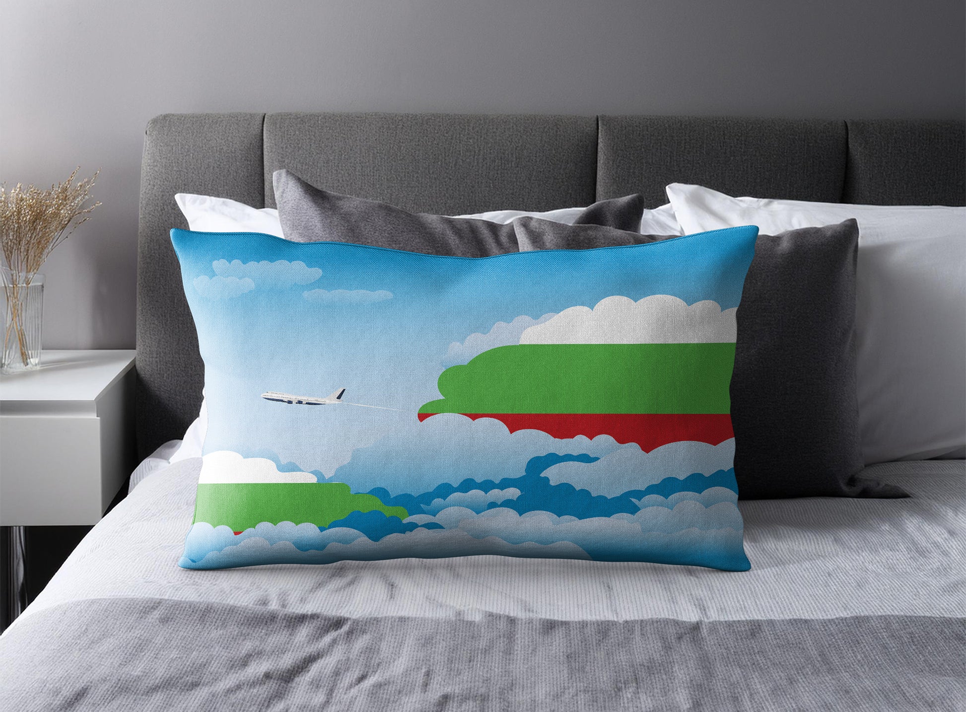 Bulgaria World Airplane Day Clouds Square & Rectangle Pillow Cases | Aviation Decorative Pillow Covers