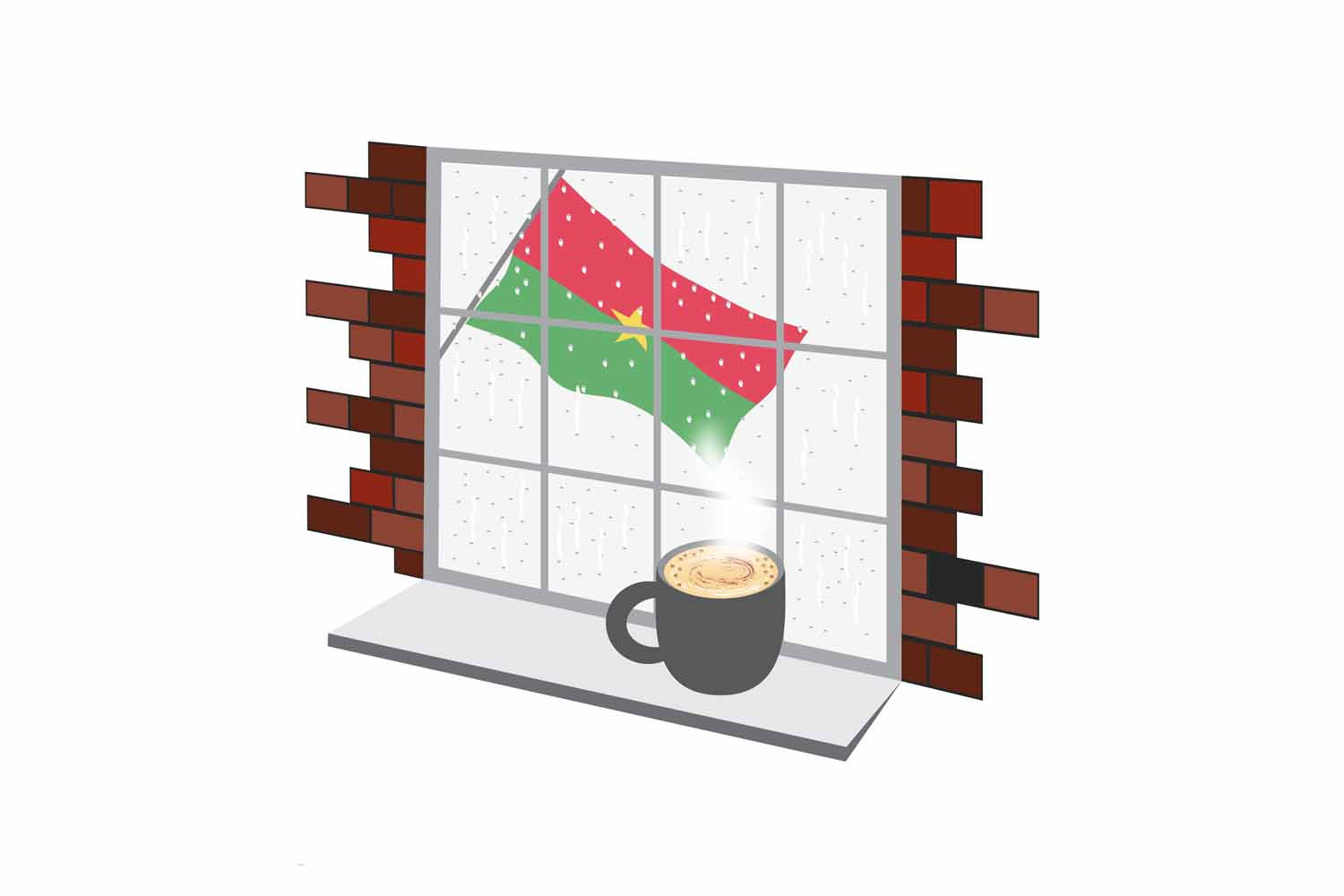 Burkina Faso Coffee Rain Window Fridge Magnet