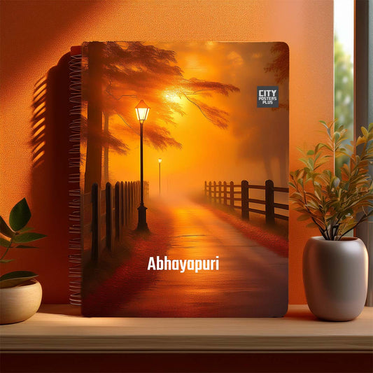 Abhayapuri Home Orange Morning Spiral Notebook – Orange Fog Street Lamp Cover