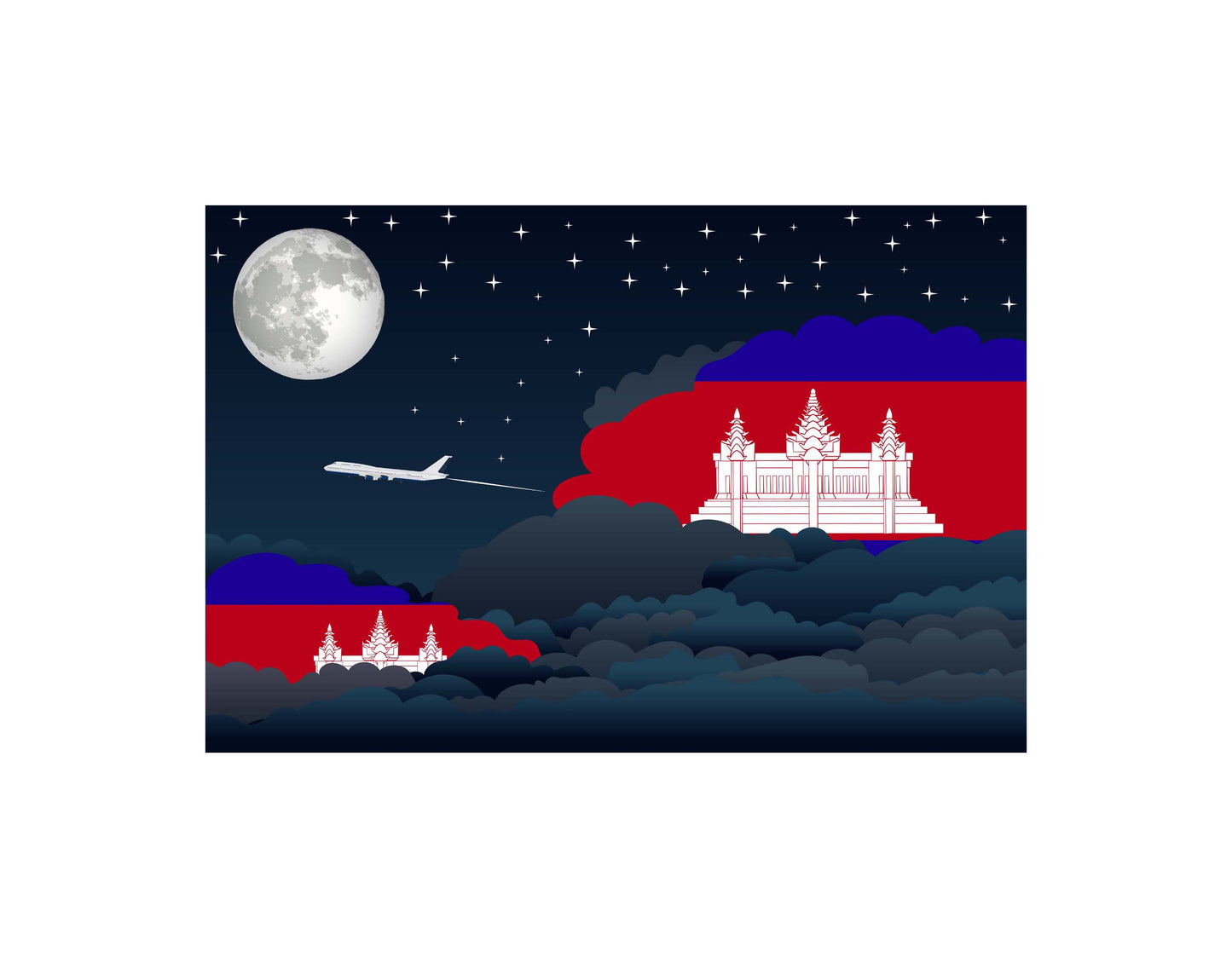 Cambodia Night Clouds Blankets & Throws | Premium Soft Blankets | City Posters Plus
