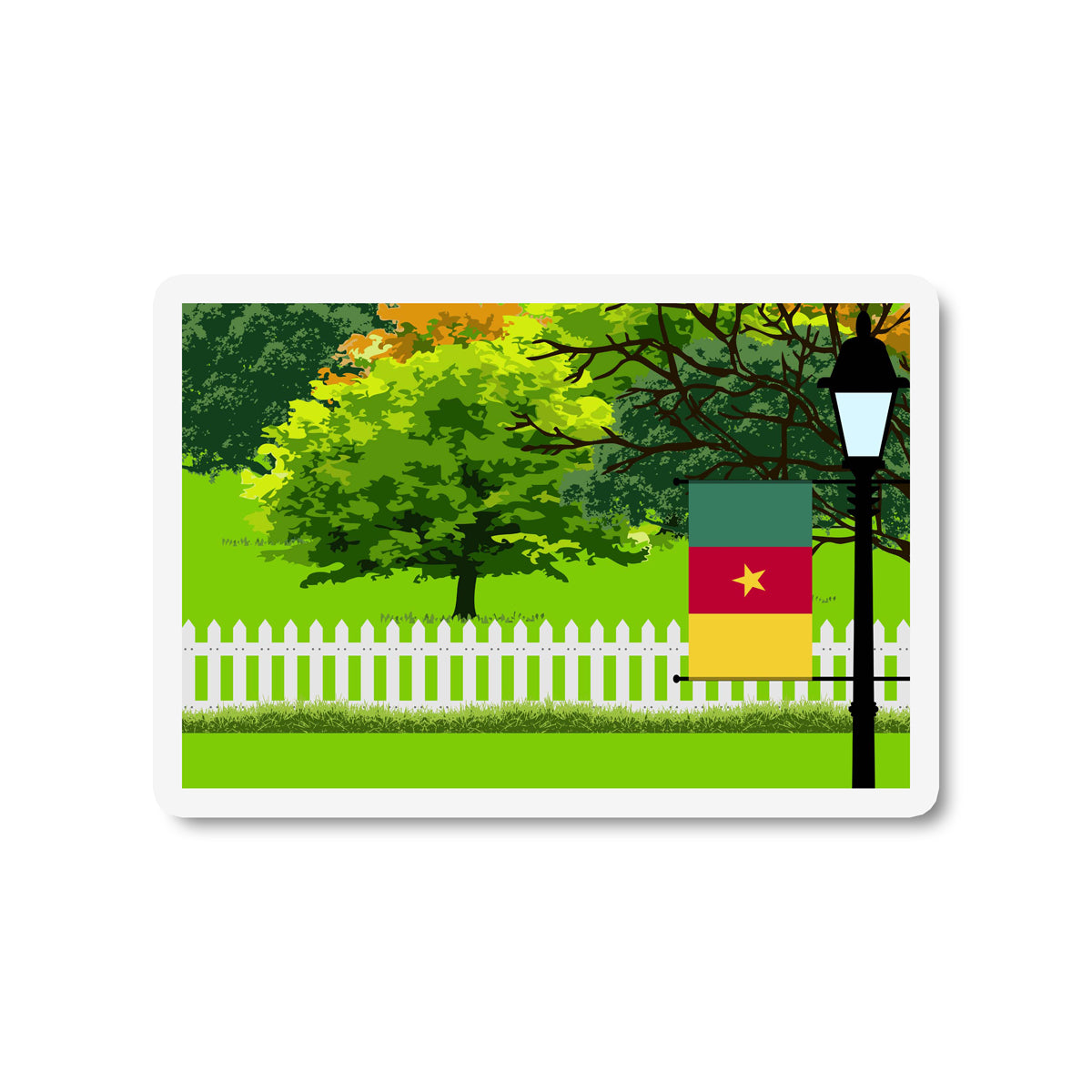 Cameroon Trees Street Lamp Fridge Magnet