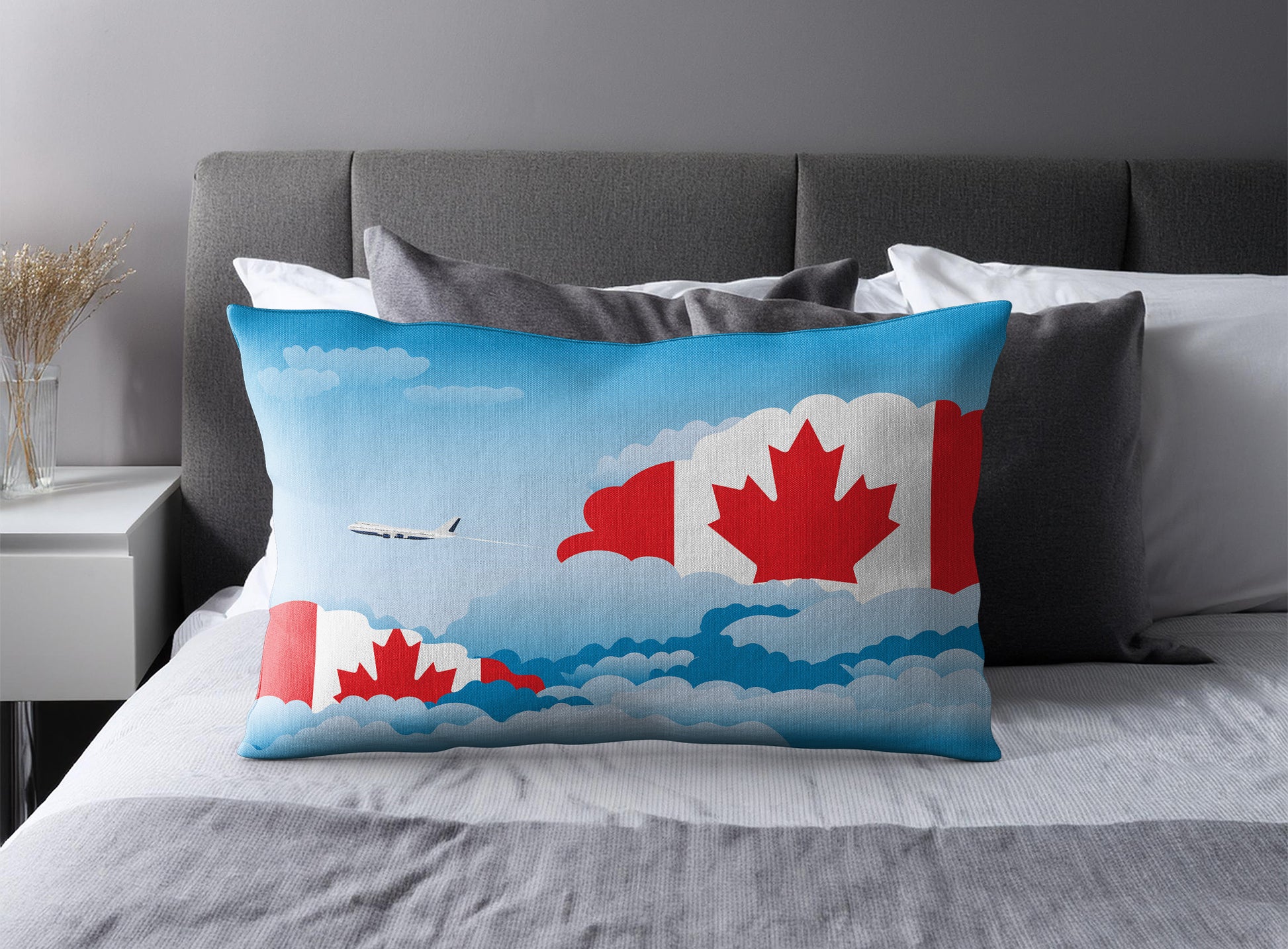 Canada Day Clouds Pillow Case and Pillow Throw
