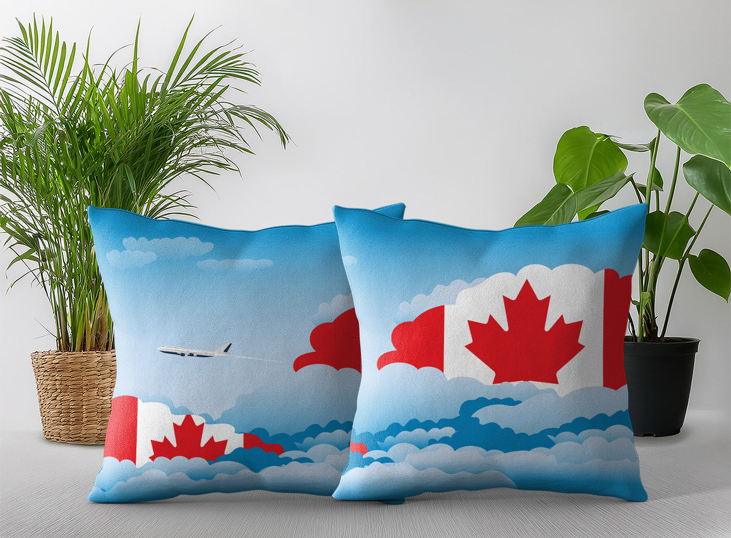 Canada Day Clouds Pillow Case and Pillow Throw