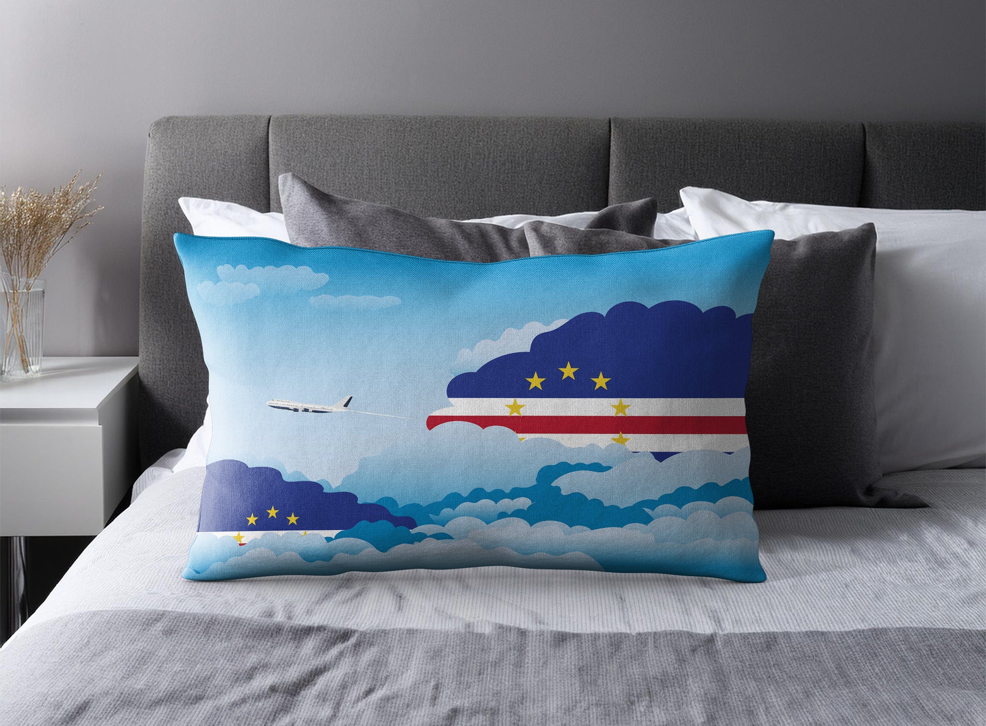 Cape Verde World Airplane Day Clouds Square & Rectangle Pillow Cases | Aviation Decorative Pillow Covers