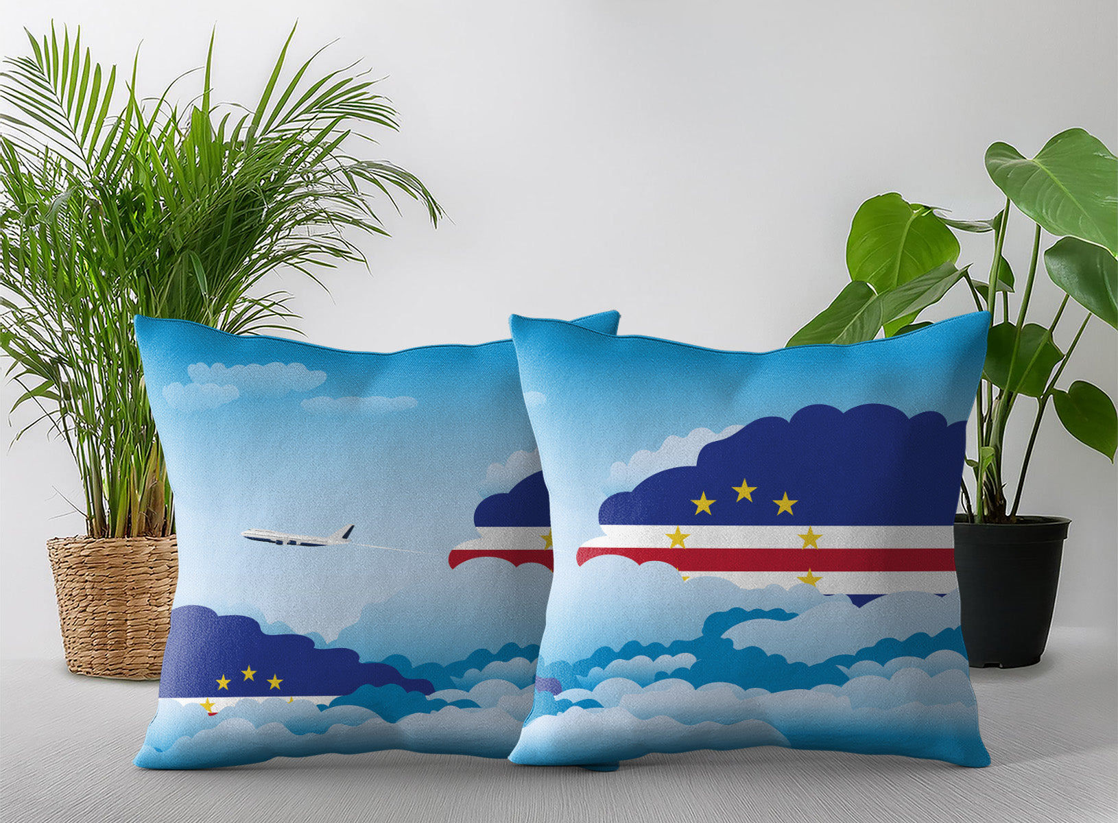 Cape Verde Day Clouds Pillow Case and Pillow Throw