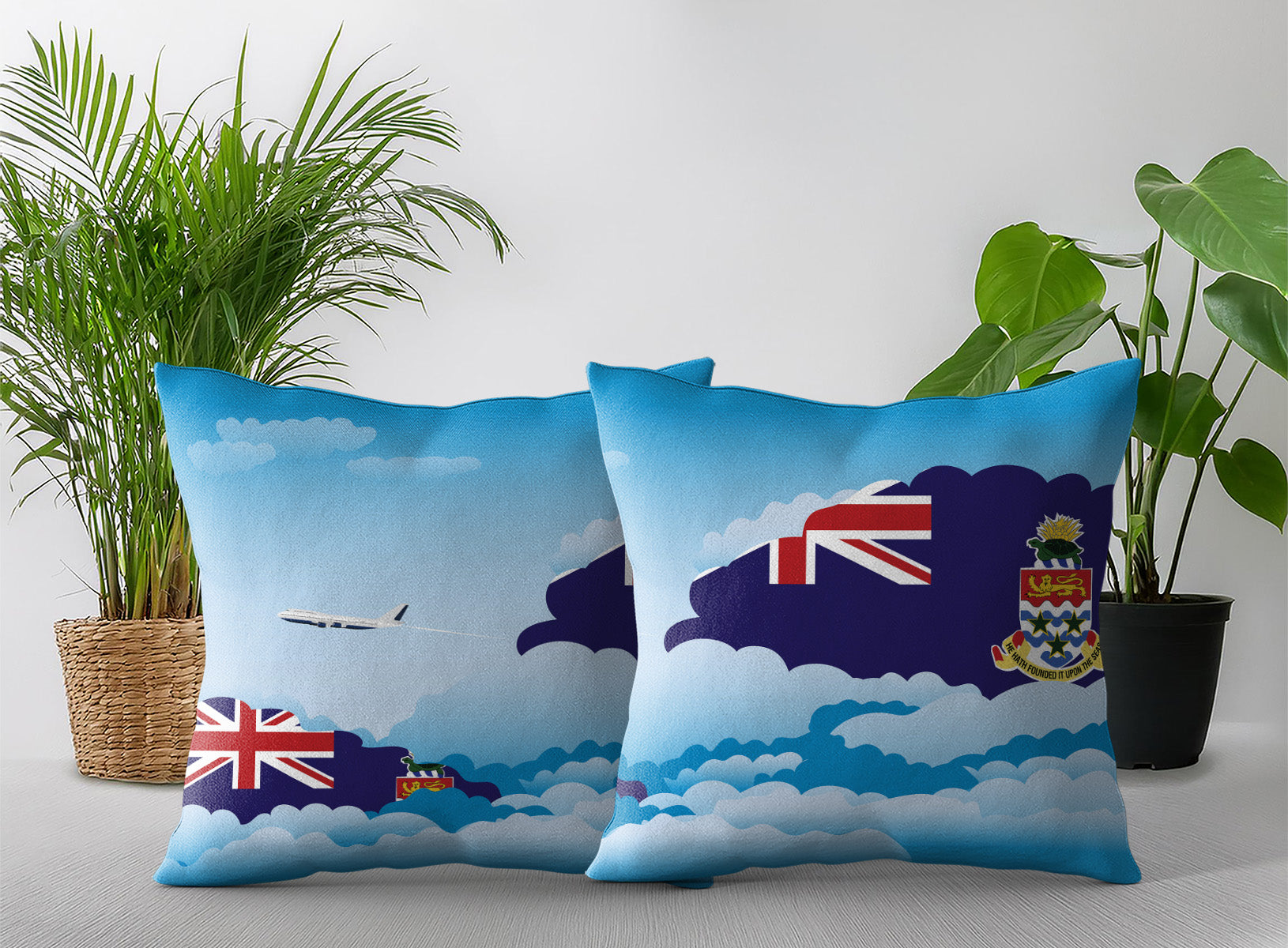 Cayman Islands World Airplane Day Clouds Square & Rectangle Pillow Cases | Aviation Decorative Pillow Covers