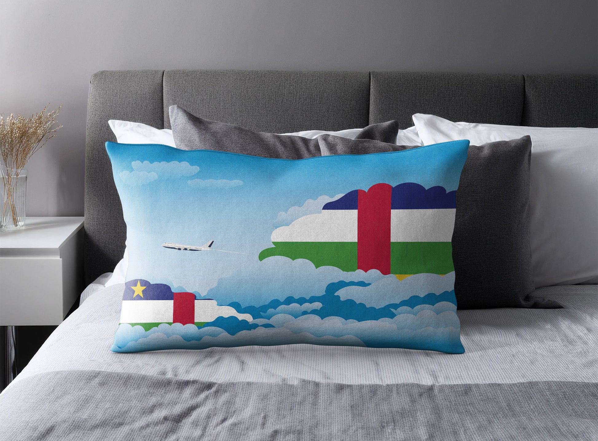 Central African Republic World Airplane Day Clouds Square & Rectangle Pillow Cases | Aviation Decorative Pillow Covers