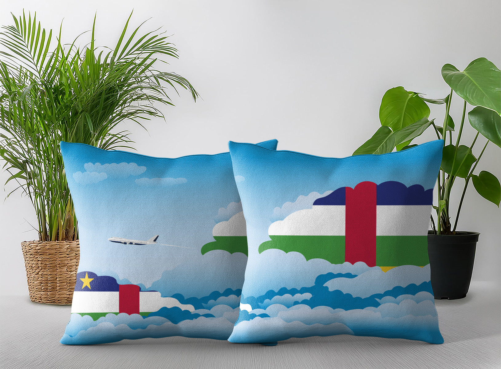 Central African Republic Day Clouds Pillow Case and Pillow Throw