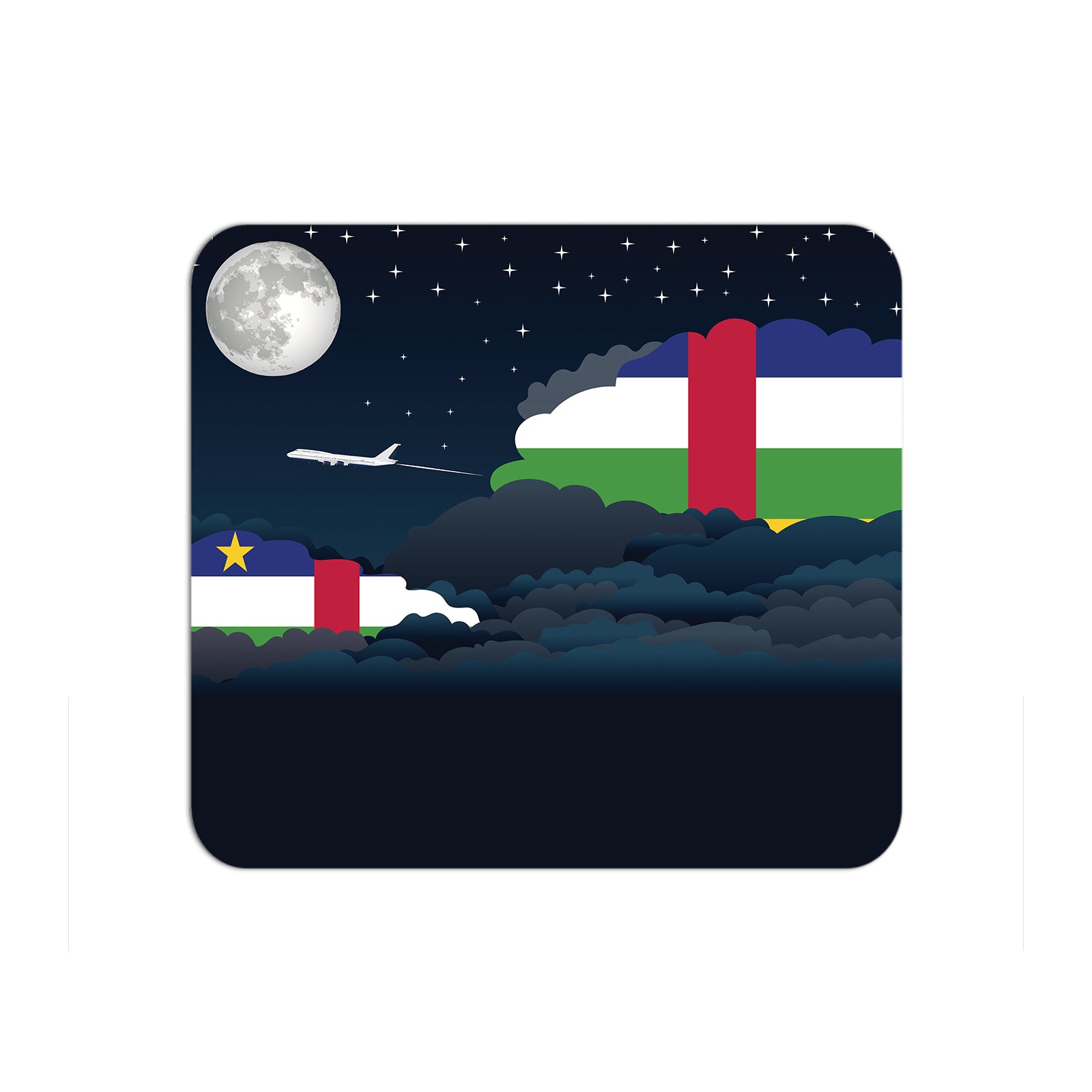 Central African Republic Airplane Airport Flight Night Clouds Mousepad 
